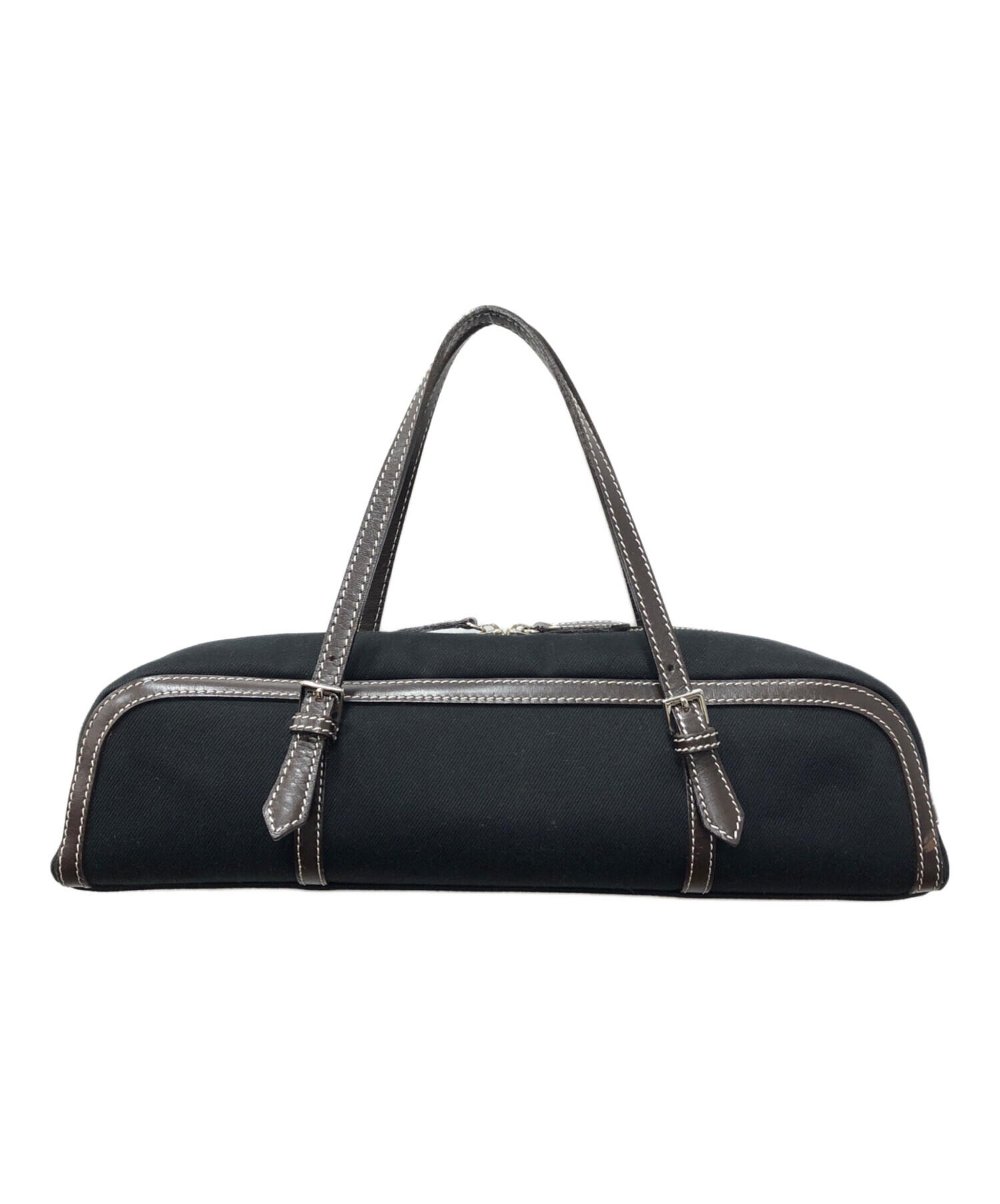 BURBERRY ブルーレーベル トートバッグ ボストン キャンバス レザー 黒 中古・古着通販】BURBERRY BLUE LABEL (バーバリー ブルー レーベル