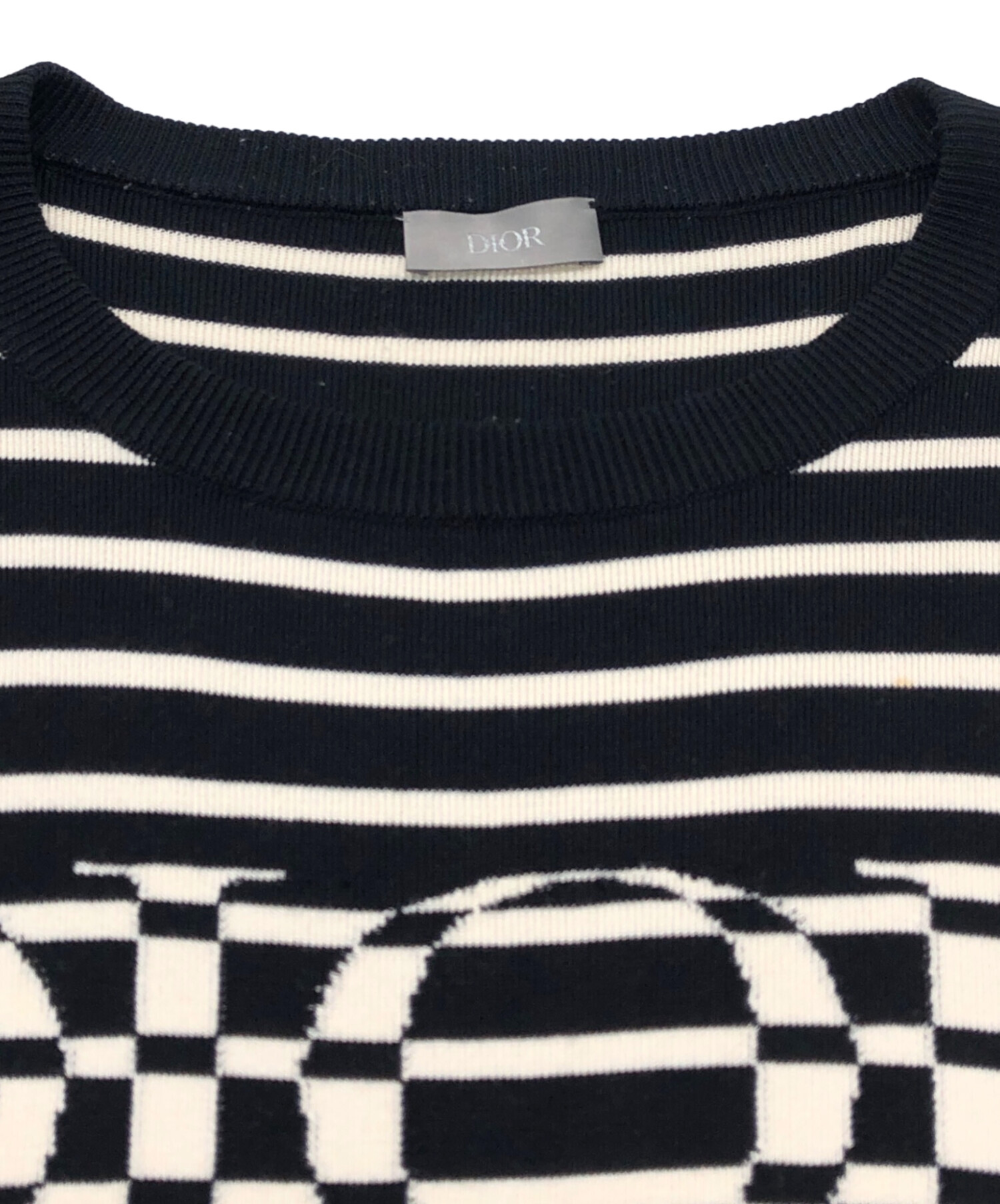 中古・古着通販】Dior (ディオール) ロゴジャガードボーダーニットT