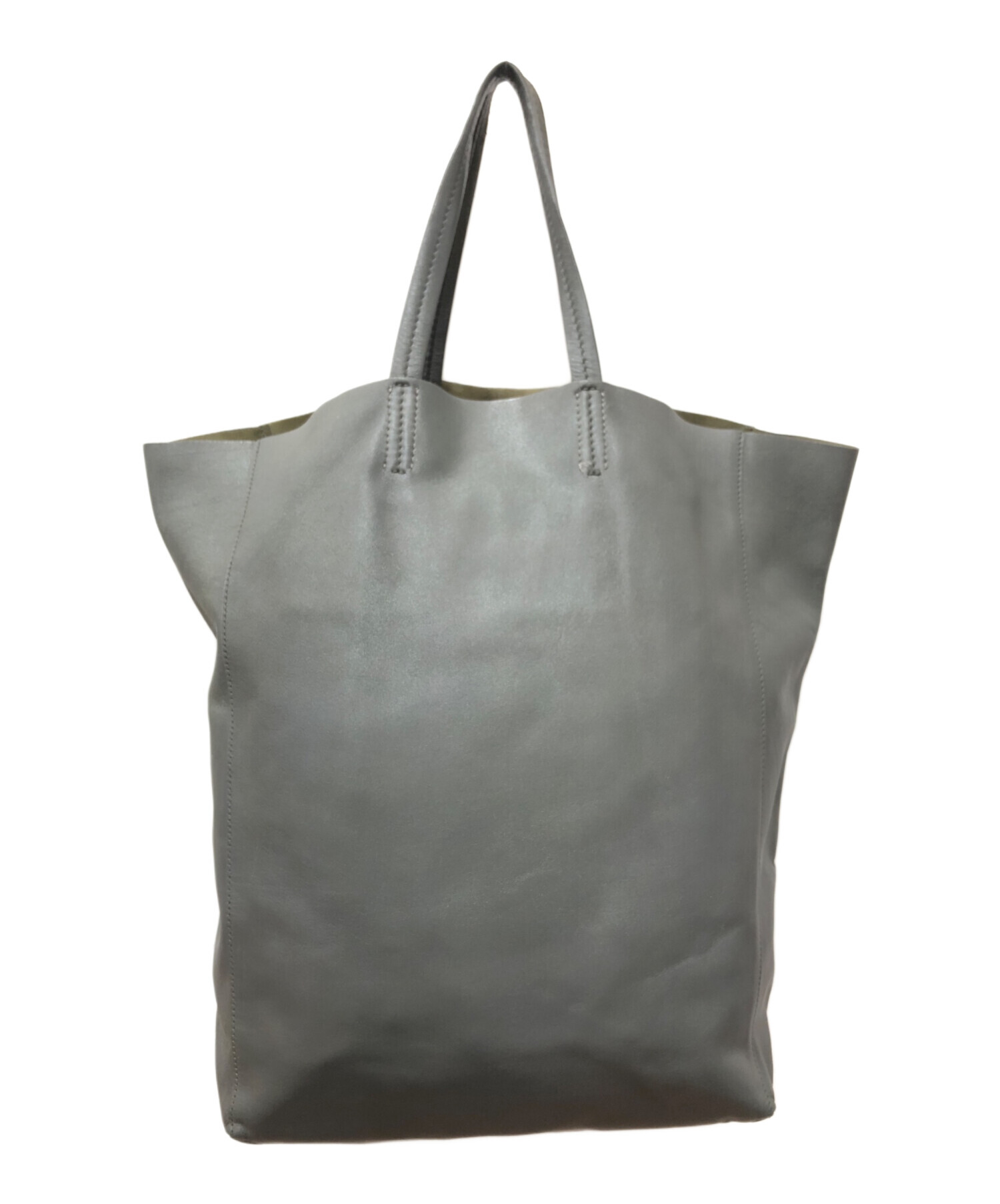 セリーヌ CELINE ホリゾンタルカバ トートバッグ レザー グレー 中古・古着通販】CELINE (セリーヌ) ホリゾンタルカバ トートバッグ