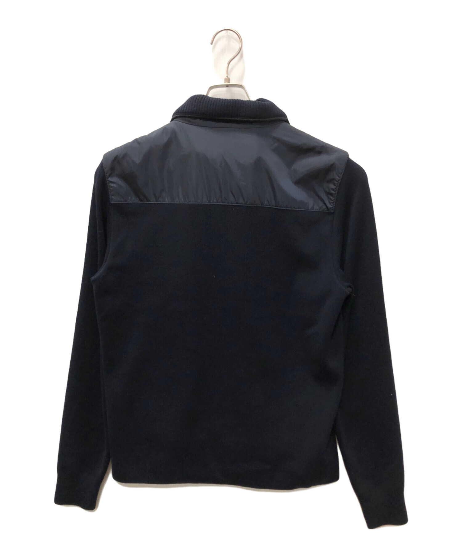 PRADA SPORT プラダスポーツ　ノーカラージャケット　ネイビー 中古・古着通販】PRADA SPORTS (プラダスポーツ) ナイロンニット切替