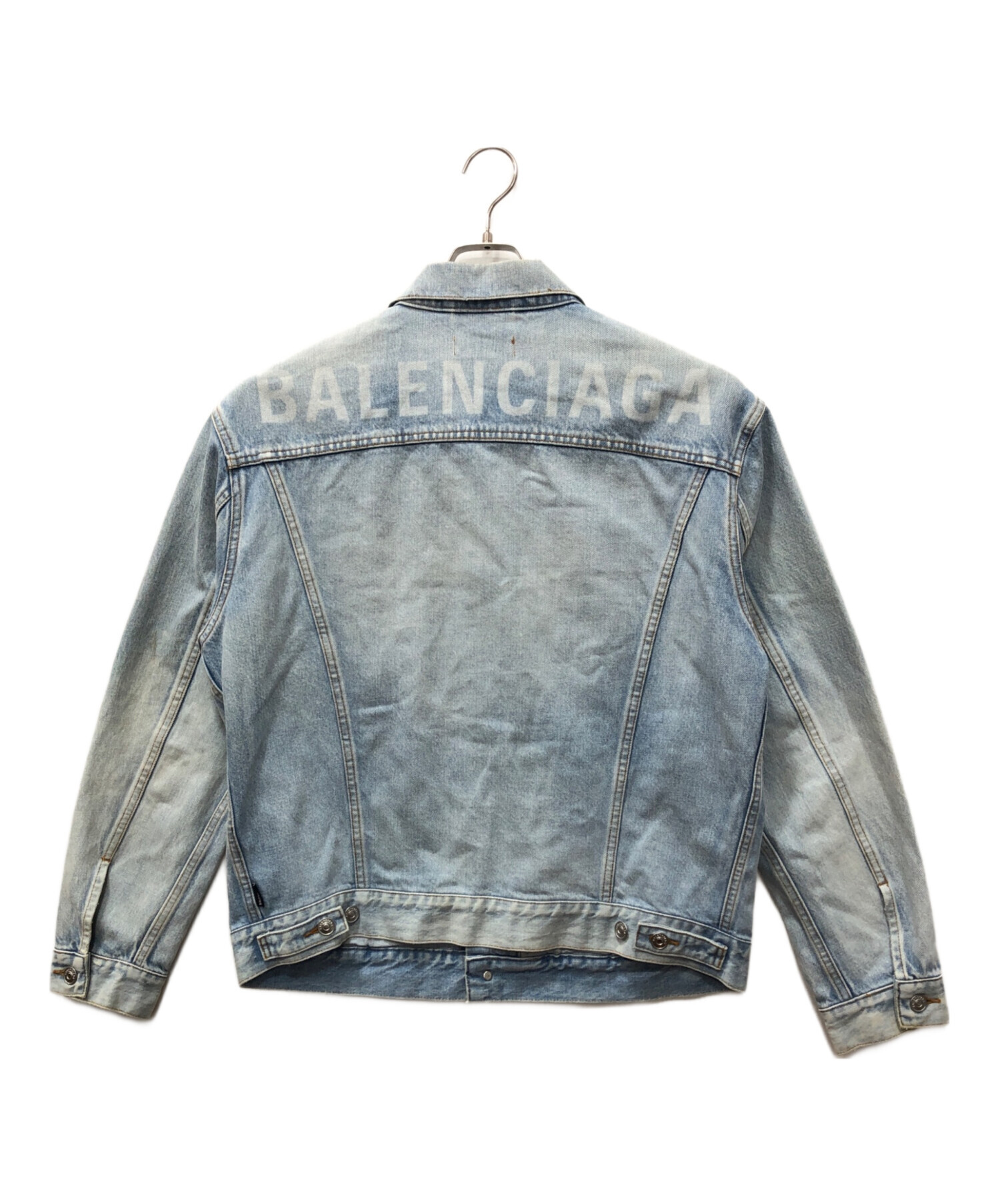 BALENCIAGA ライトブルー デニムジャケット バックロゴ 44 中古・古着通販】BALENCIAGA (バレンシアガ) バックロゴデニム