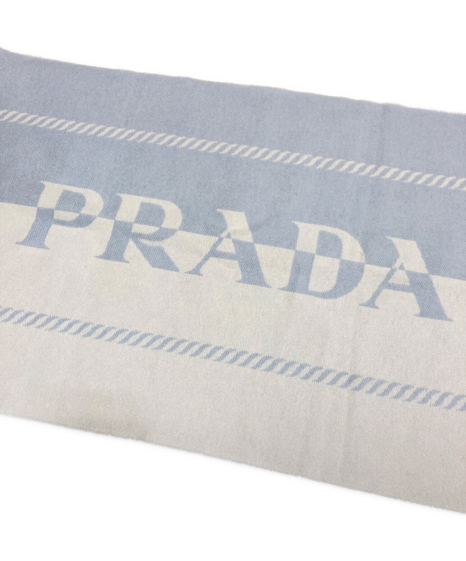 中古・古着通販】PRADA (プラダ) ロゴウールマフラー ブルー｜ブランド