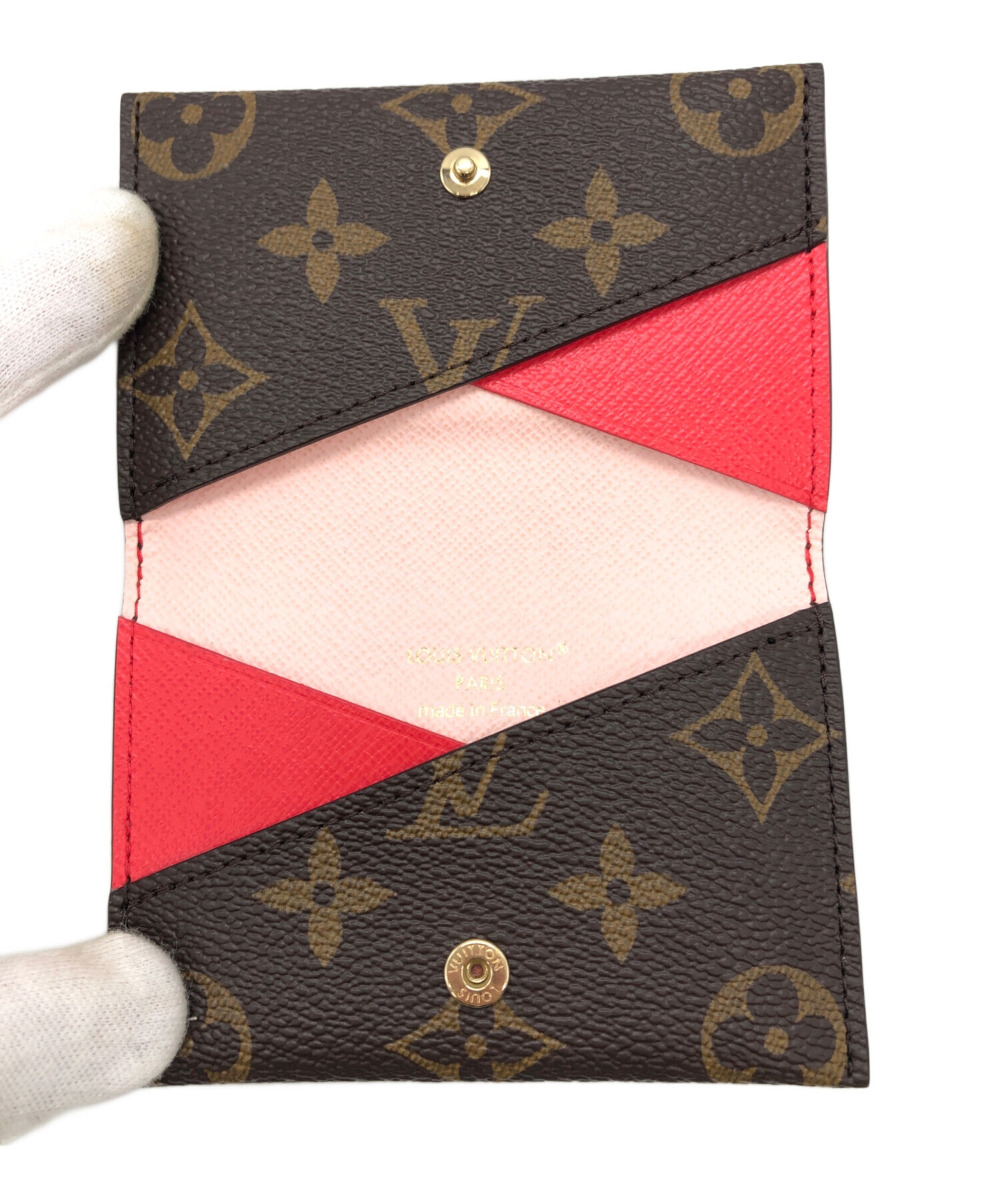 Louis Vuitton カードケース ブラウン/レッド 中古・古着通販】LOUIS VUITTON (ルイ ヴィトン) カードケース ポルト