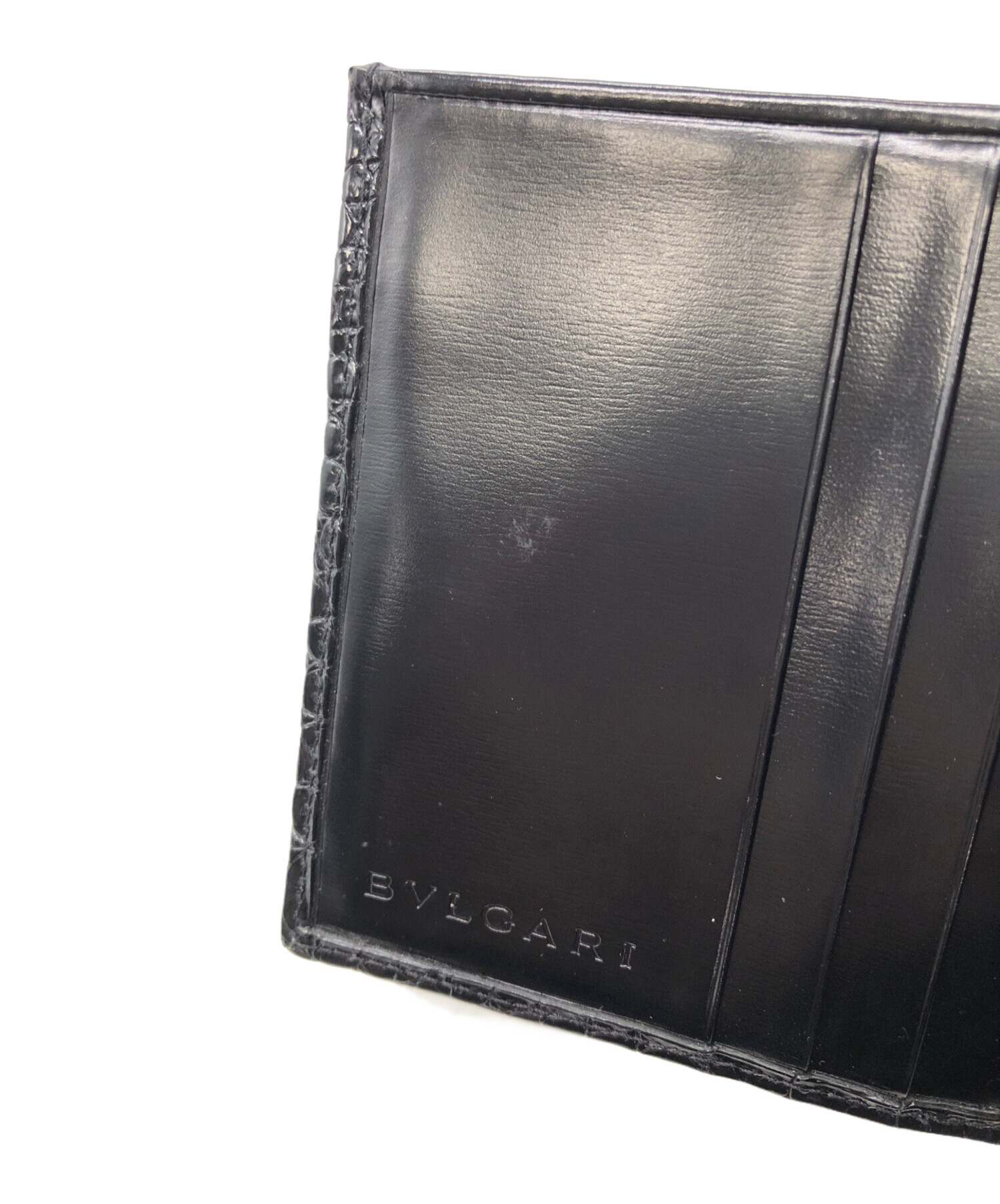 中古・古着通販】BVLGARI (ブルガリ) シャイニークロコ型押し2つ折り