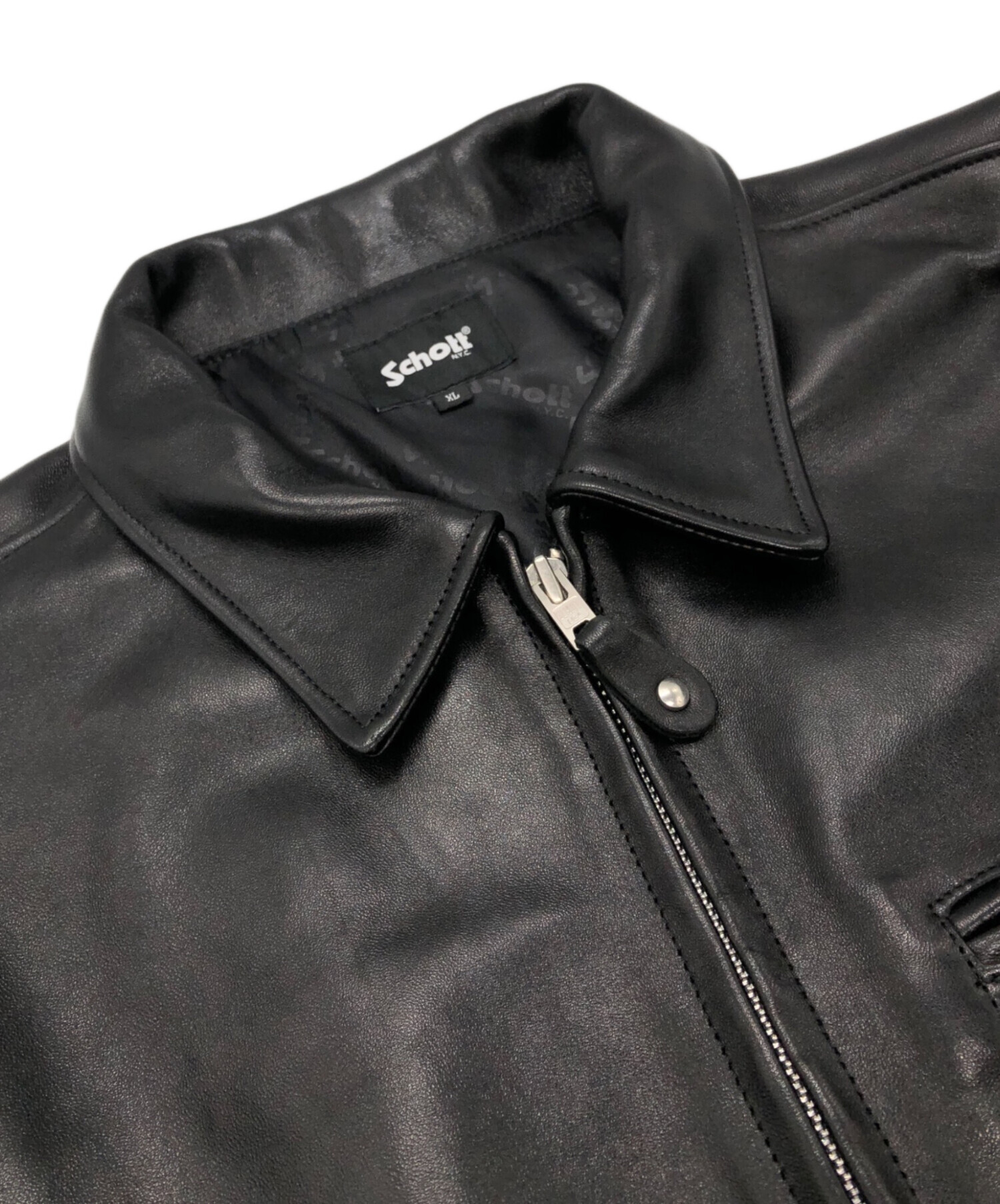 中古・古着通販】Schott (ショット) LEATHER TRACKER JACKET ブラック