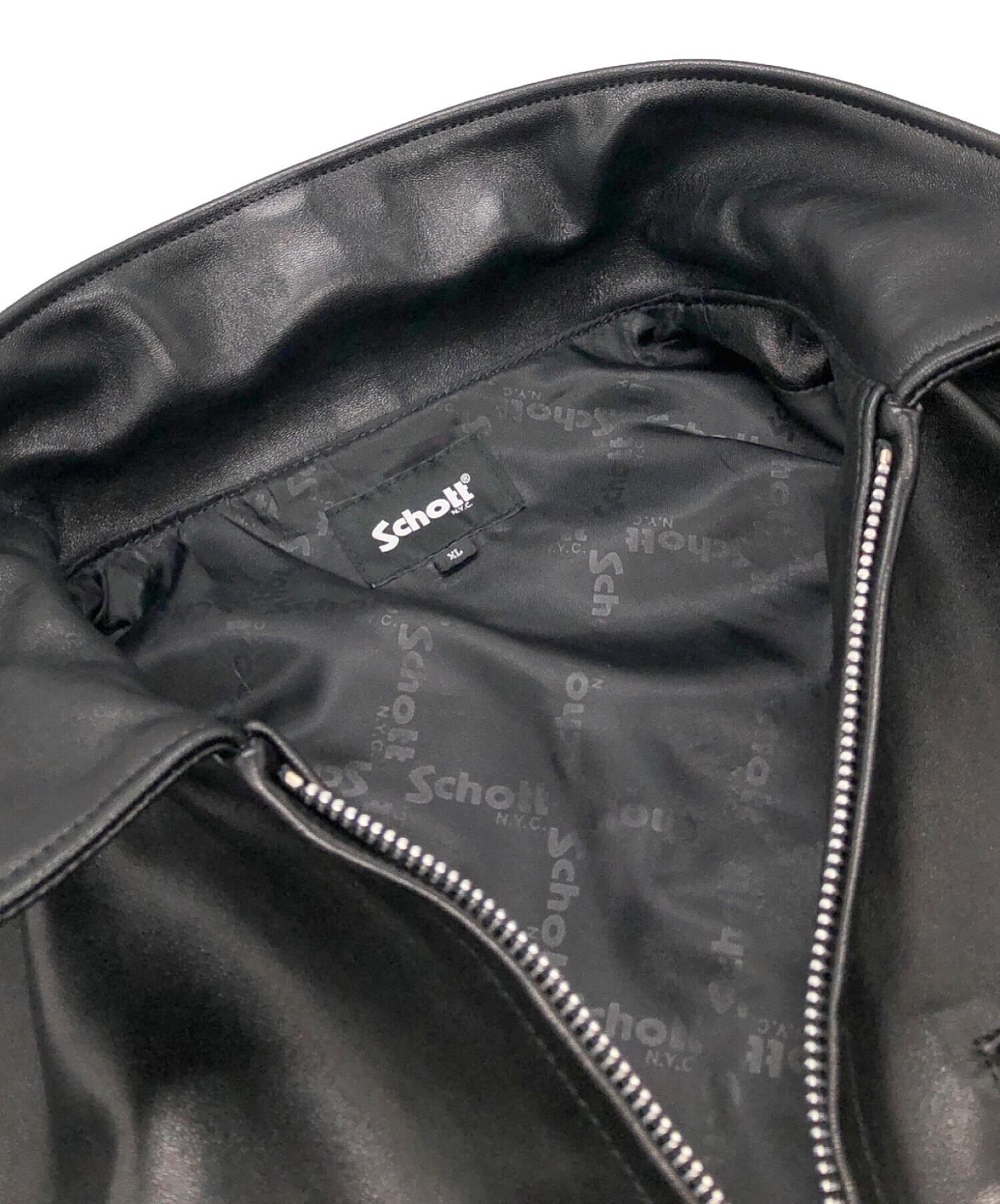 中古・古着通販】Schott (ショット) LEATHER TRACKER JACKET ブラック