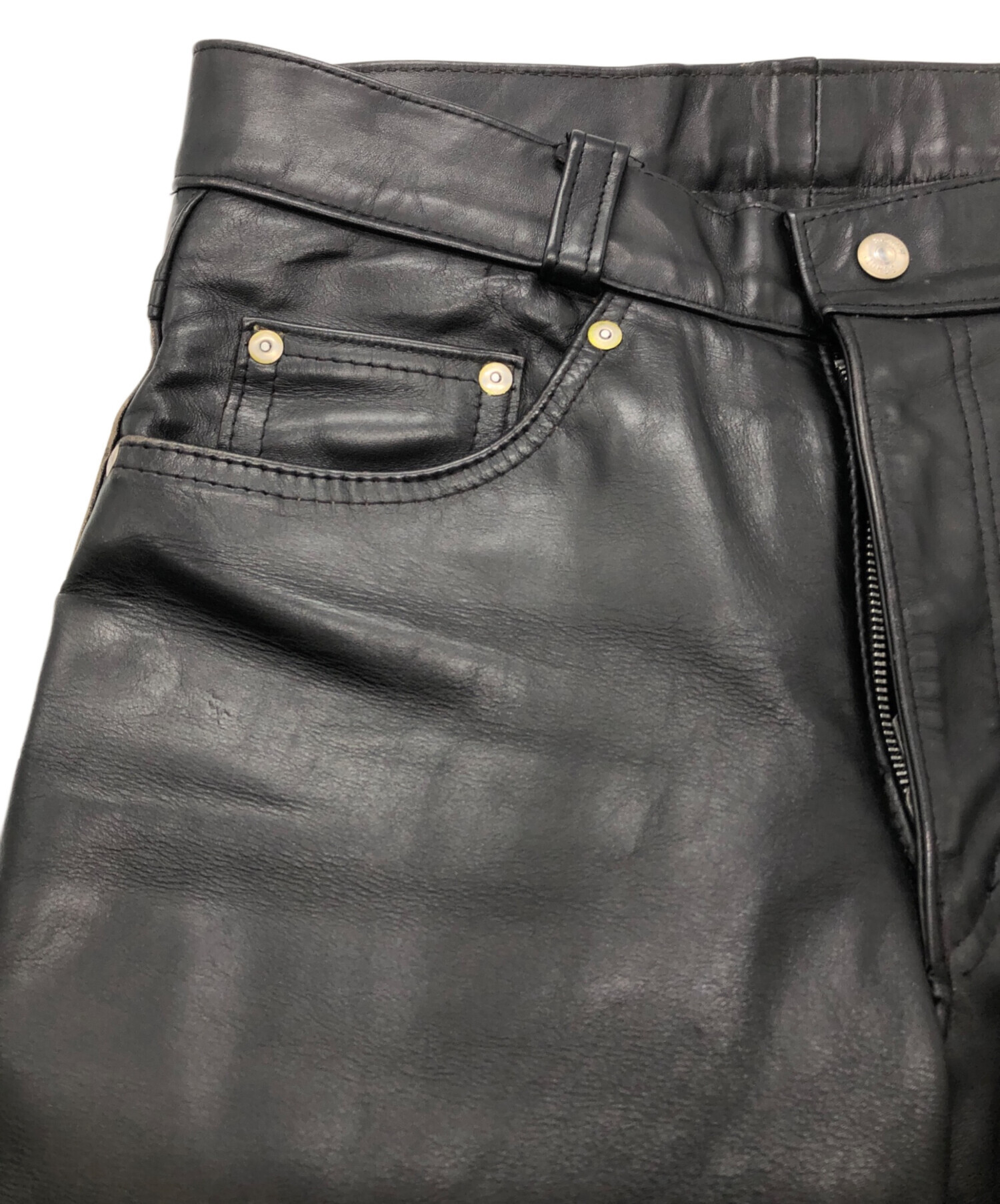 中古・古着通販】Schott (ショット) レザーパンツ ブラック サイズ