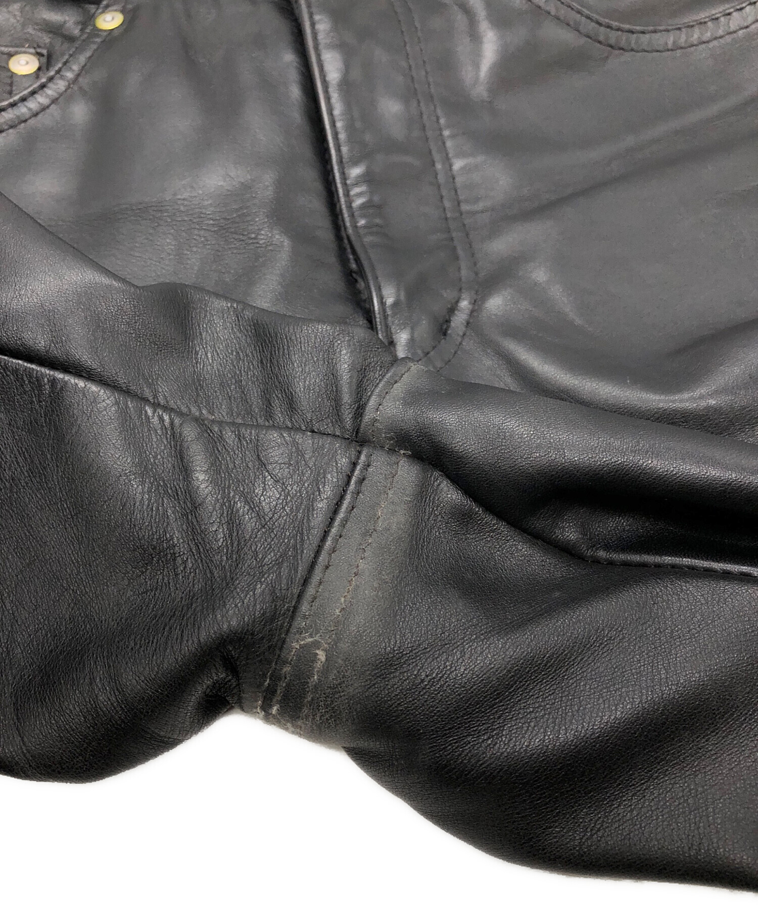 中古・古着通販】Schott (ショット) レザーパンツ ブラック サイズ