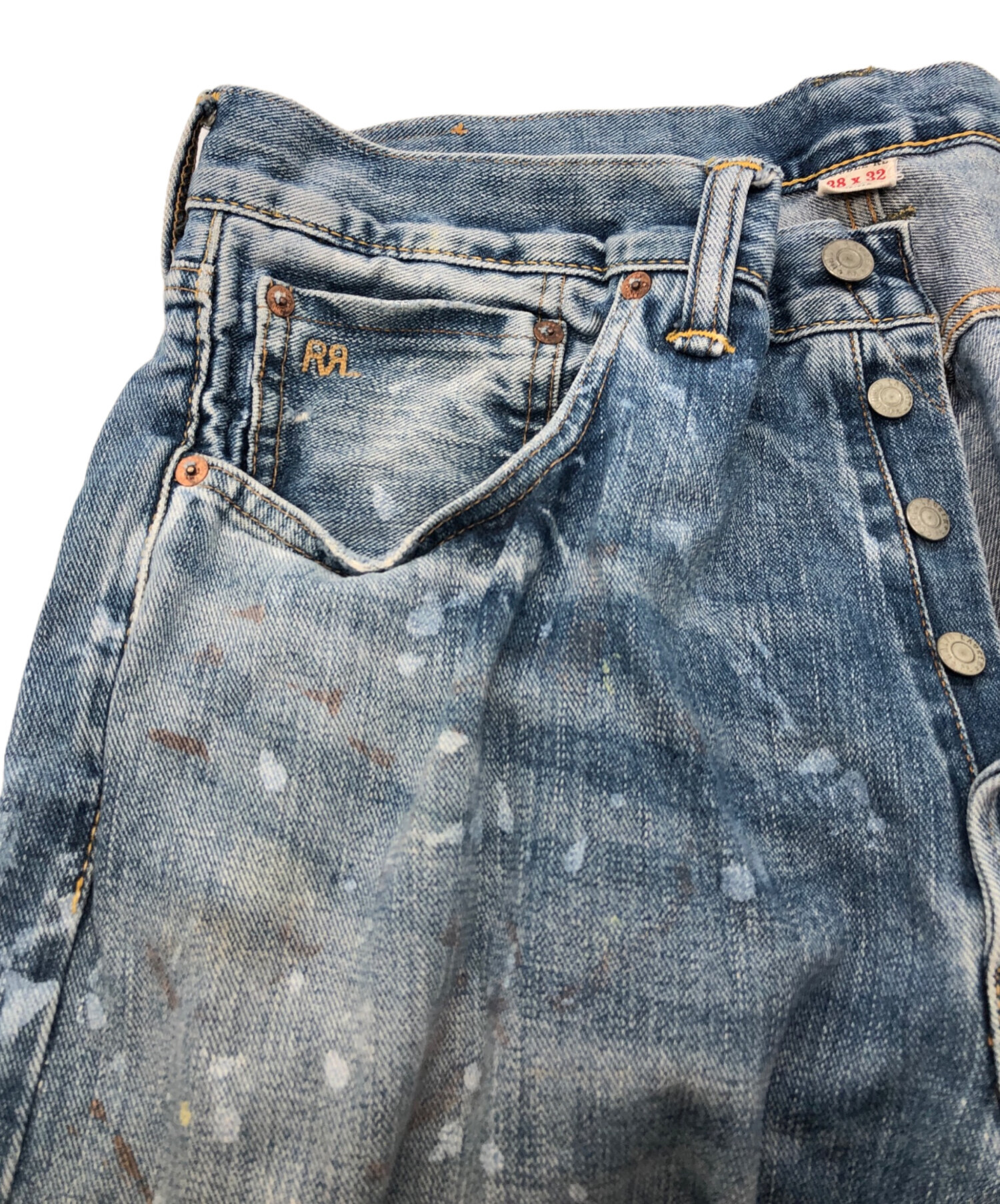 希少 RRL Ralph Lauren ダメージ加工 デニムパンツ ペンキ 32 中古・古着通販】RRL (ダブルアールエル) ペンキ加工デニムパンツ