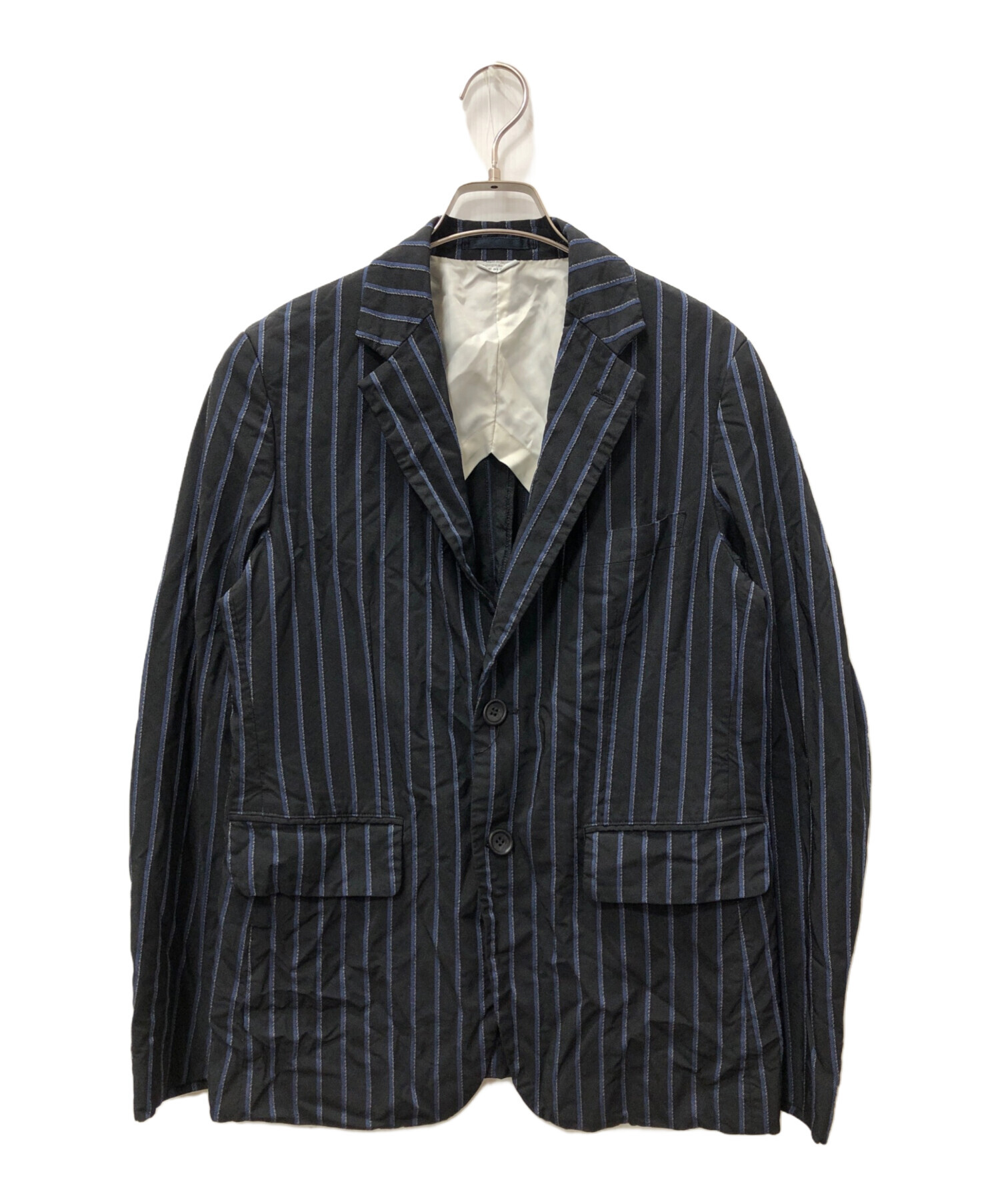 コムデギャルソン オムドゥ ブラック ストライプ セットアップ スーツ S 中古・古着通販】COMME des GARCONS HOMME DEUX (コムデギャルソン