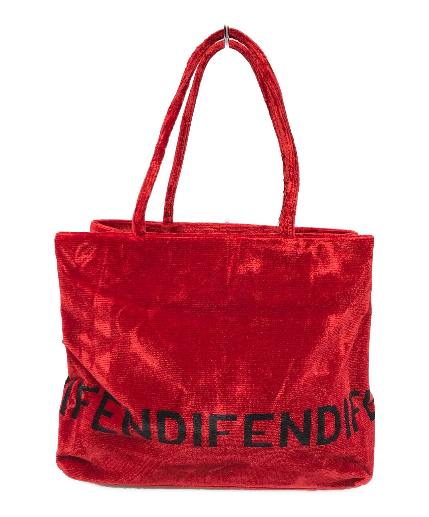 FENDI フェンディ トートバッグ ベロア 中古・古着通販】FENDI (フェンディ) ベロアロゴトートバッグ レッド