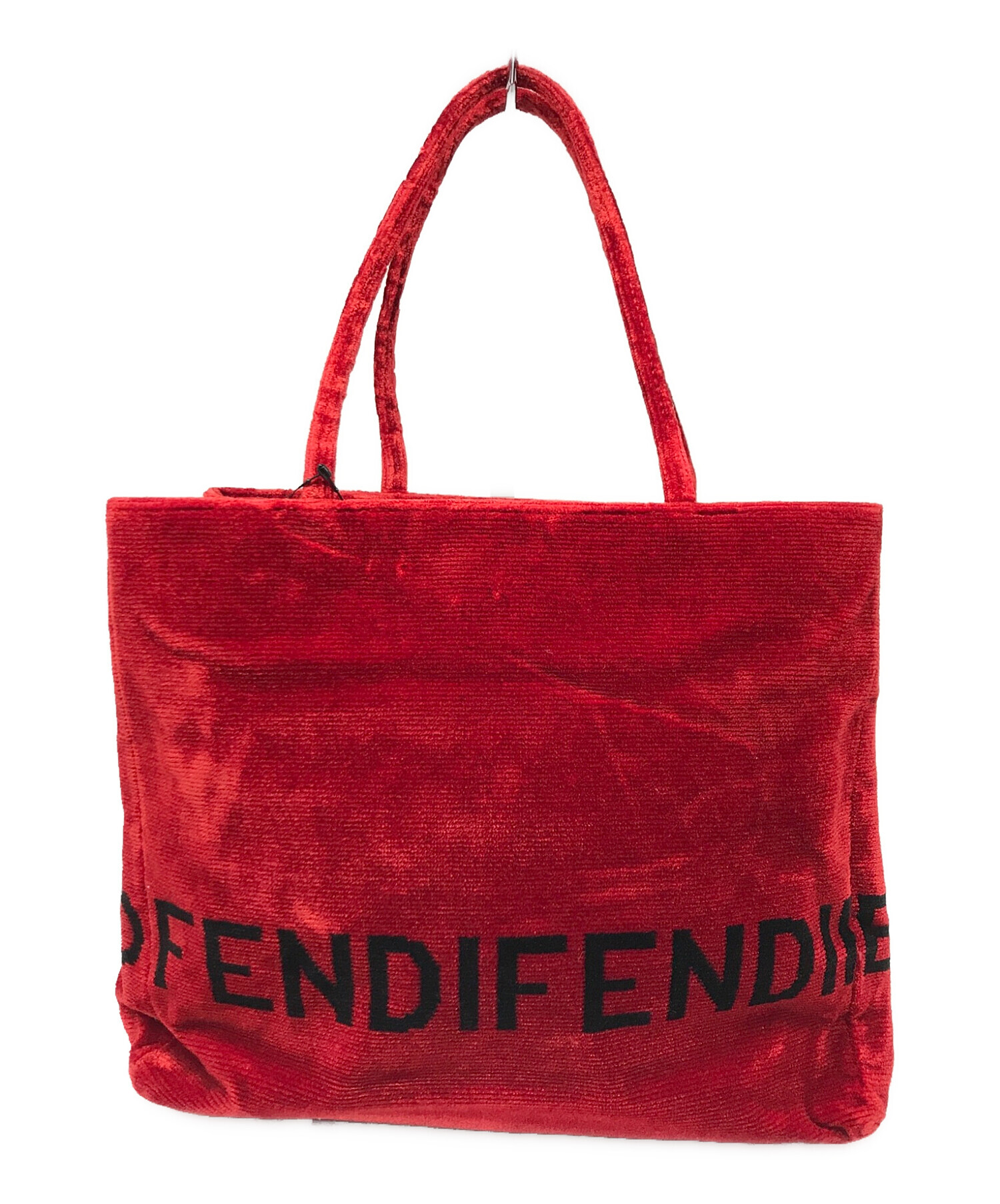 中古・古着通販】FENDI (フェンディ) ベロアロゴトートバッグ レッド