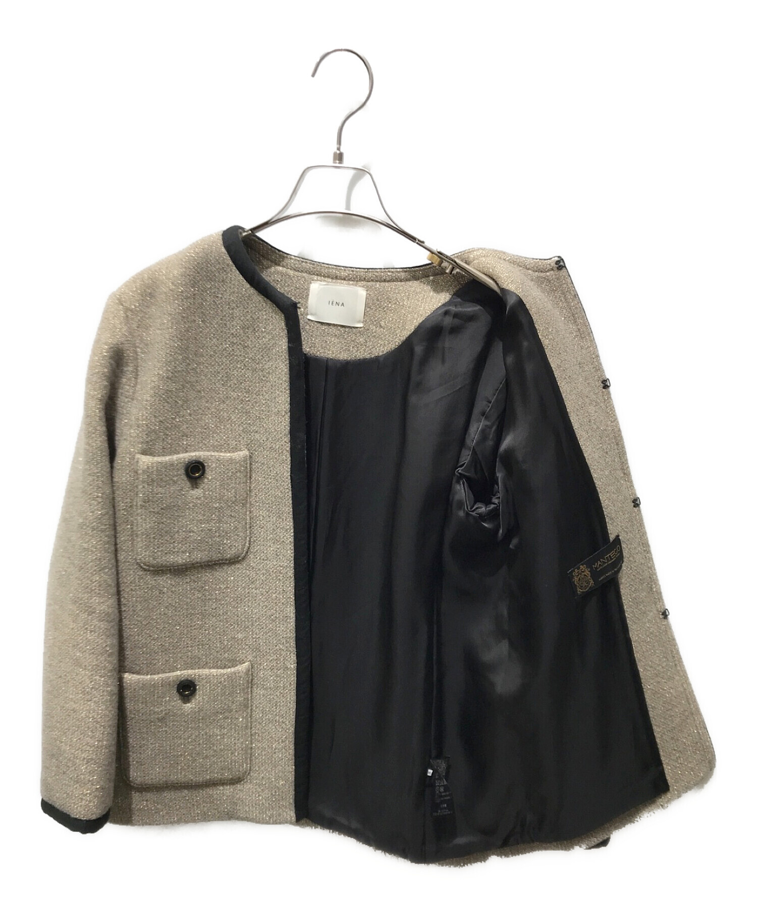 IENA　イエナ　MANTECO　ノーカラージャケット　ツイード　ラメ　ウール IENA イエナ MANTECO ノーカラージャケット ツイードジャケット ラメ