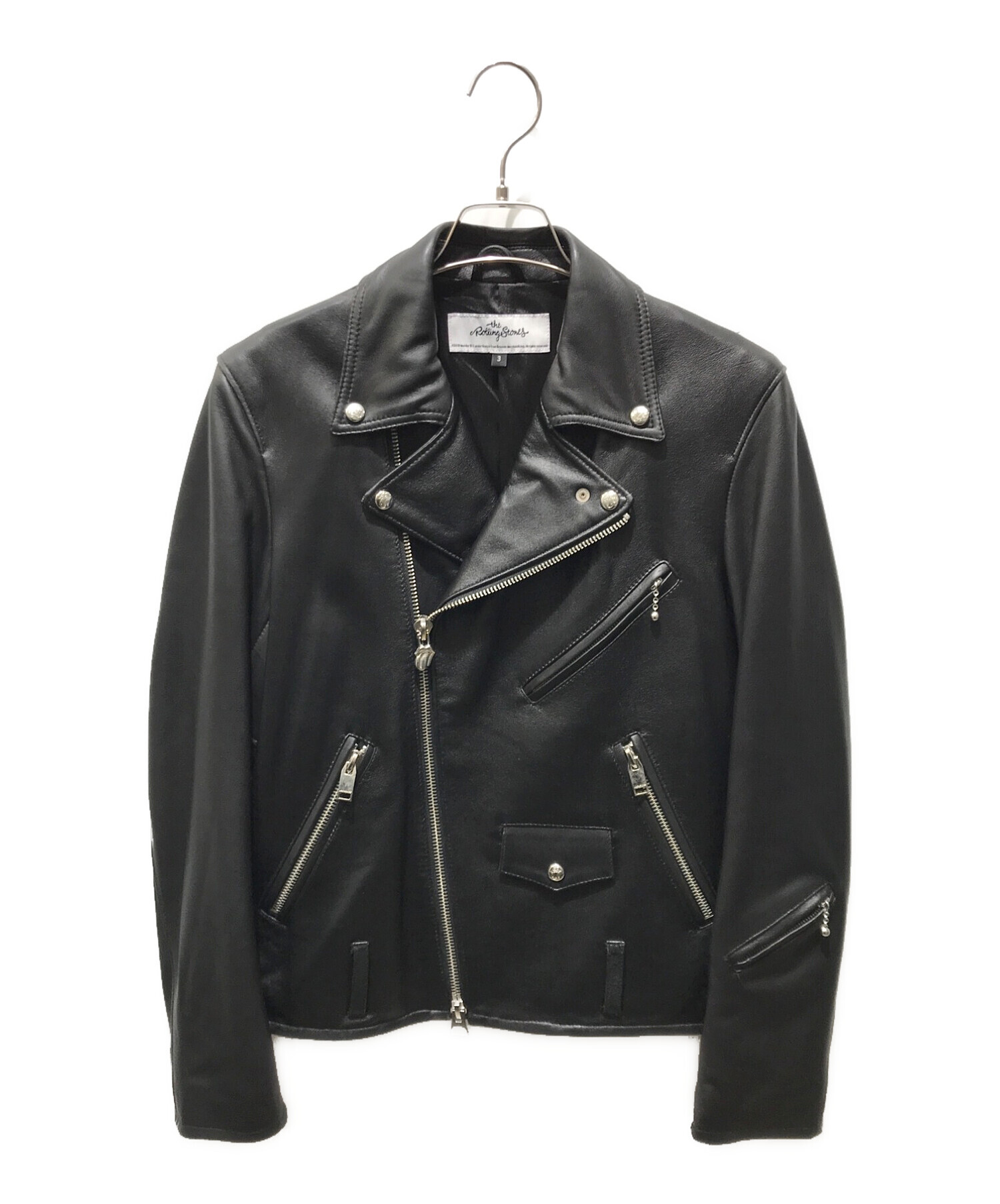 限定品 ジャックローズ ローリングストーンズ ダブル ライダースジャケット 黒 中古・古着通販】ROLLING STONES (ローリングストーンズ) JACKROSE