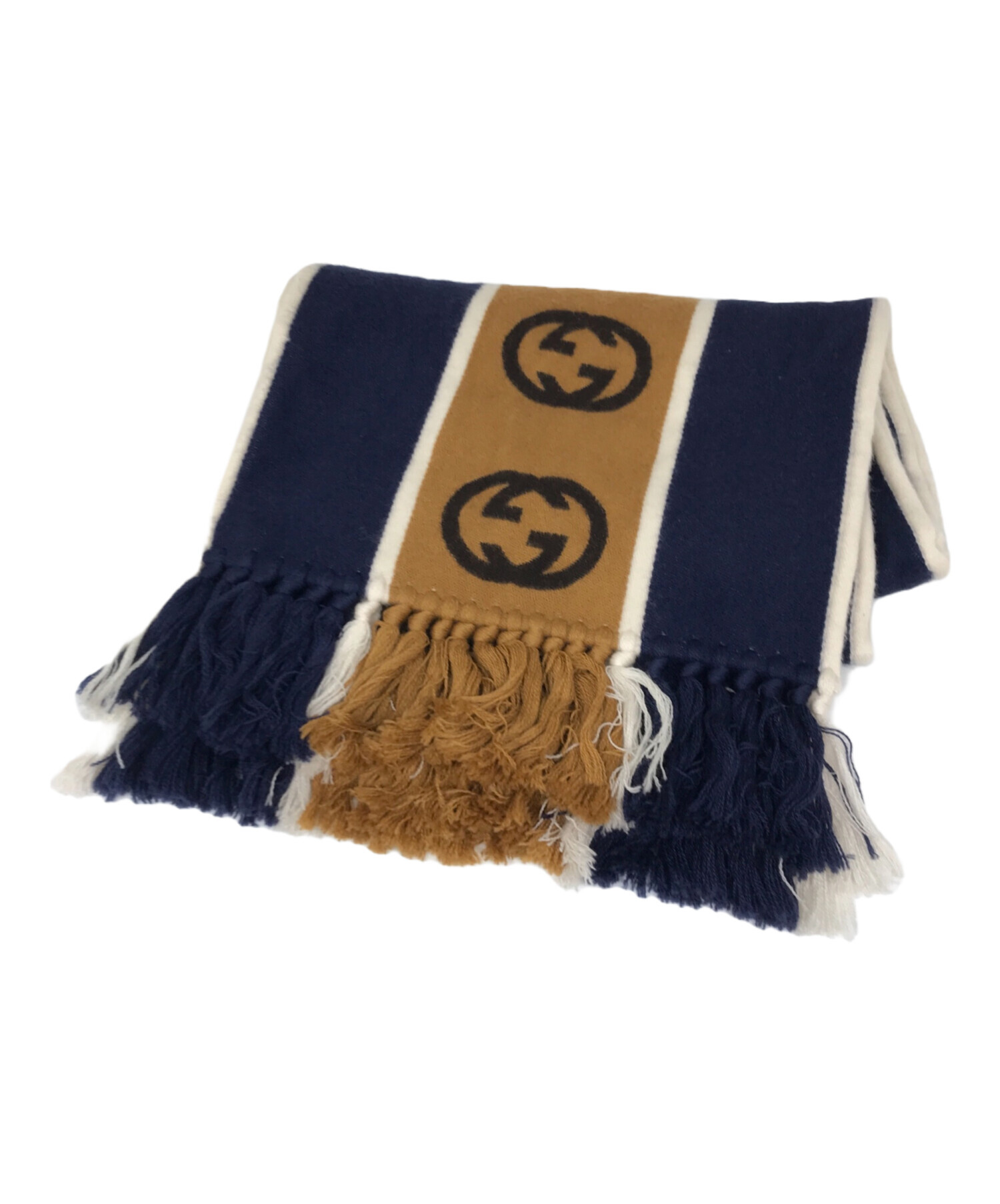 中古・古着通販】GUCCI (グッチ) インターロッキングGフリンジマフラー