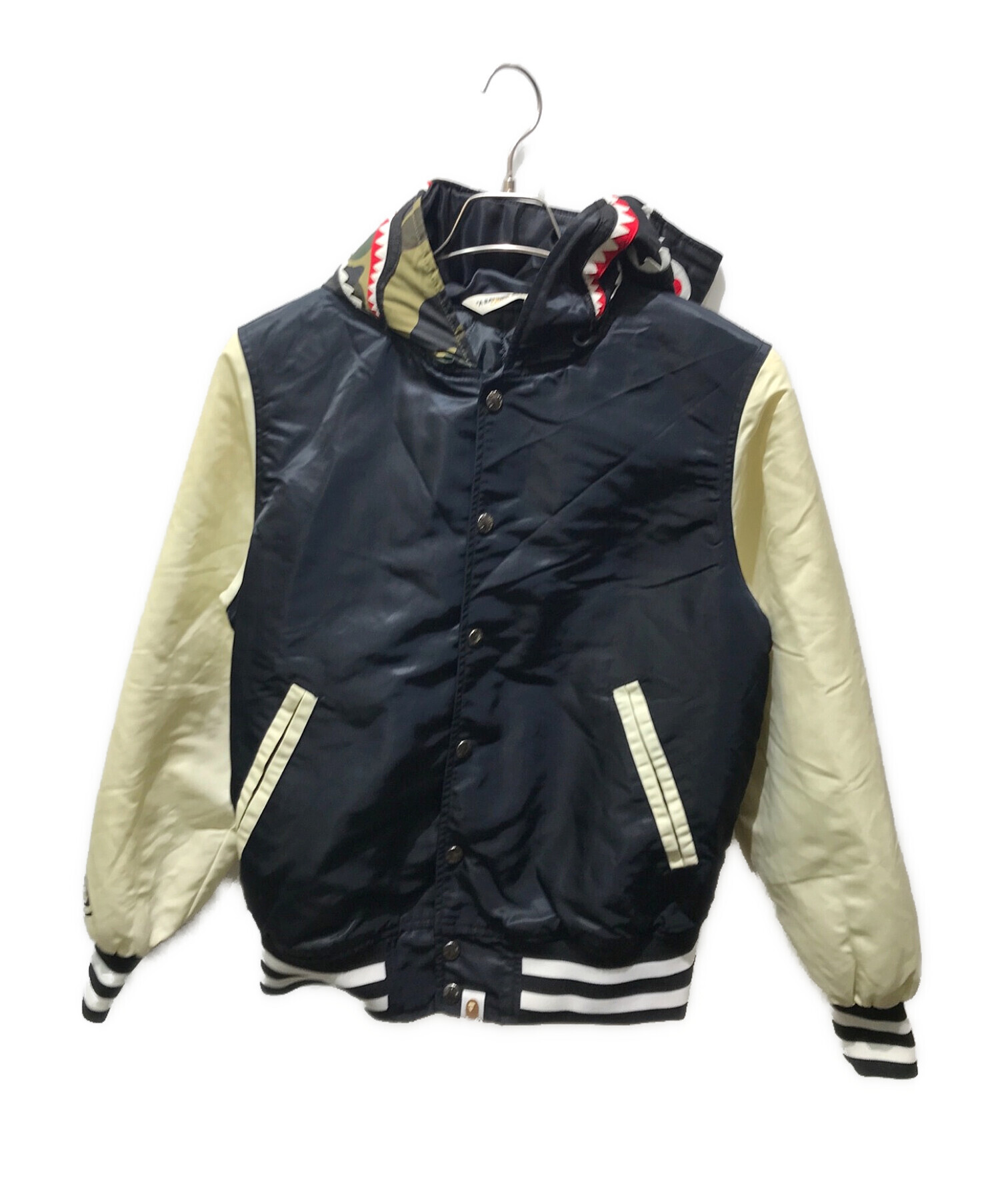 初期 A BATHING APE SHARK 袖レザースタジャン S　シャーク 中古・古着通販】A BATHING APE (アベイシングエイプ) シャーク