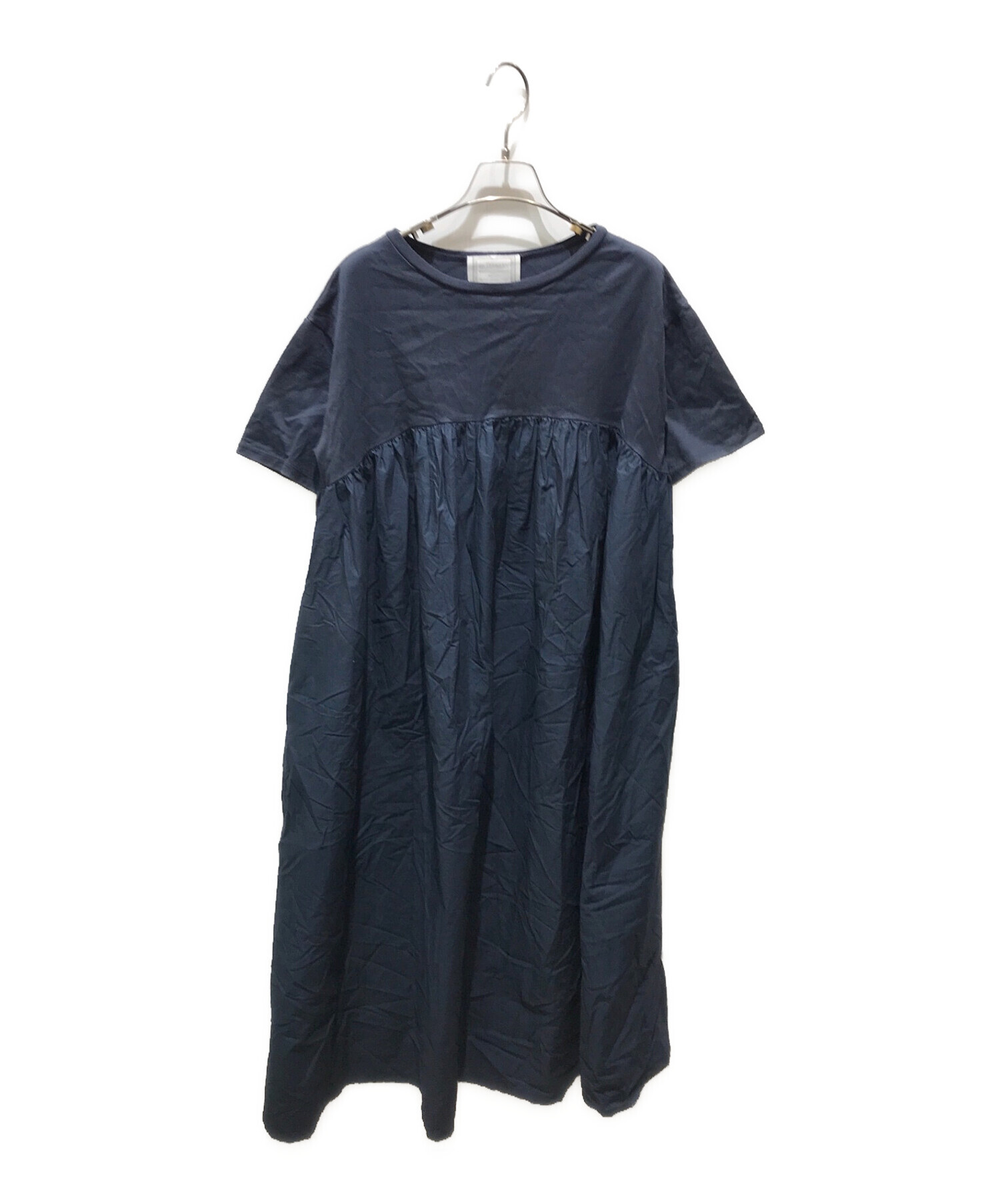 【美品】BEARDSLEY ギャザーワンピース　ネイビー　サイズ1 中古・古着通販】BEARDSLEY (ビアズリー) 切り替えギャザーワンピース