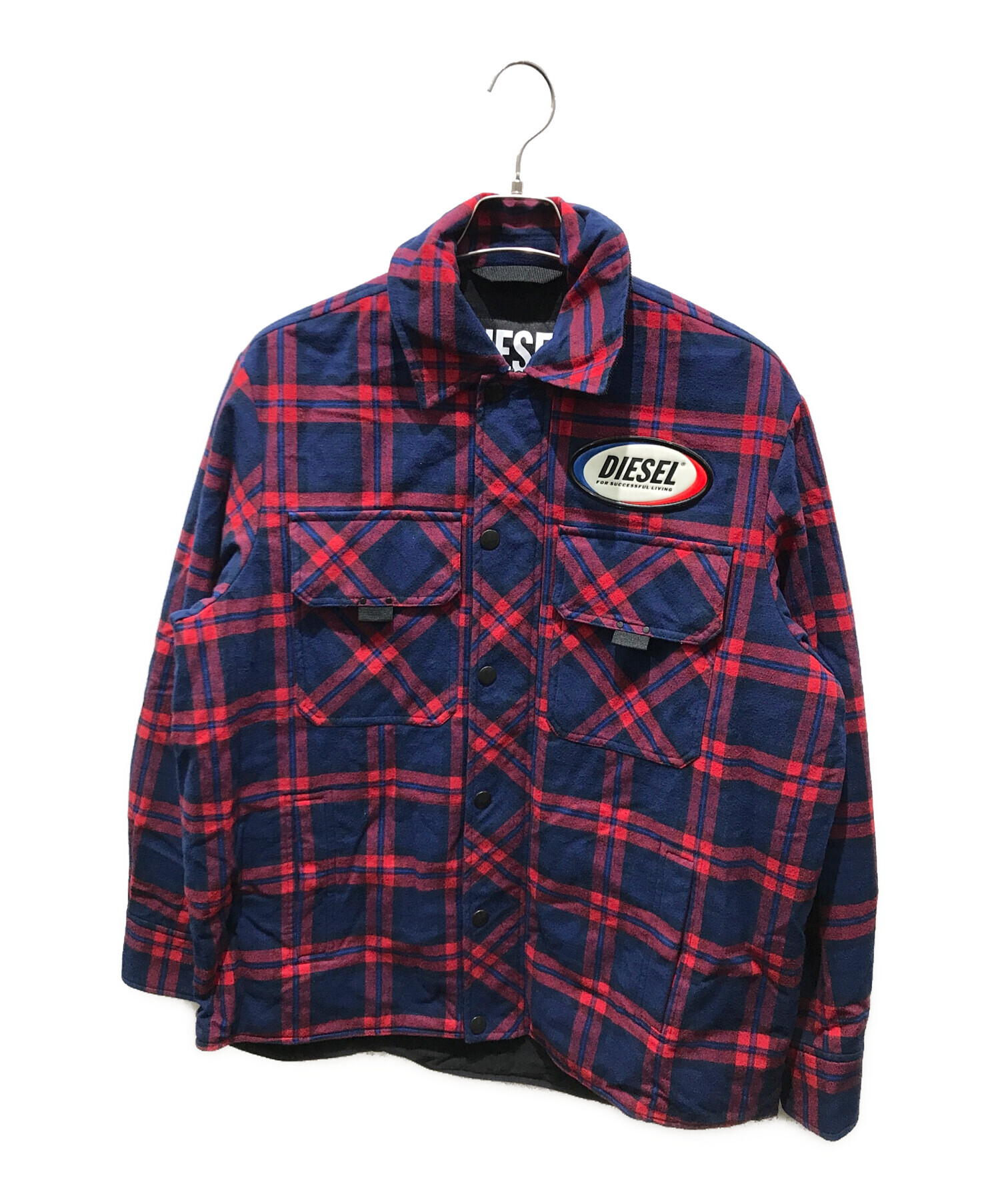 DIESEL ネイビー/レッドチェック カジュアルジャケット 中古・古着通販】DIESEL (ディーゼル) フランネルチェックシャツ