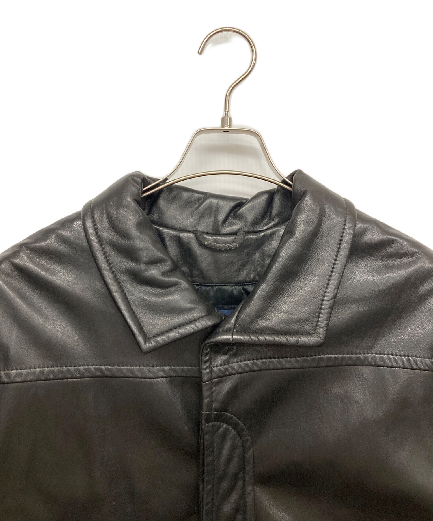 古着　ROBERT COMSTOCK y2k ブラックレザージャケット 襟付き 年末のプロモーション 中古・古着通販】ROBERT 襟付き ブラックレザー