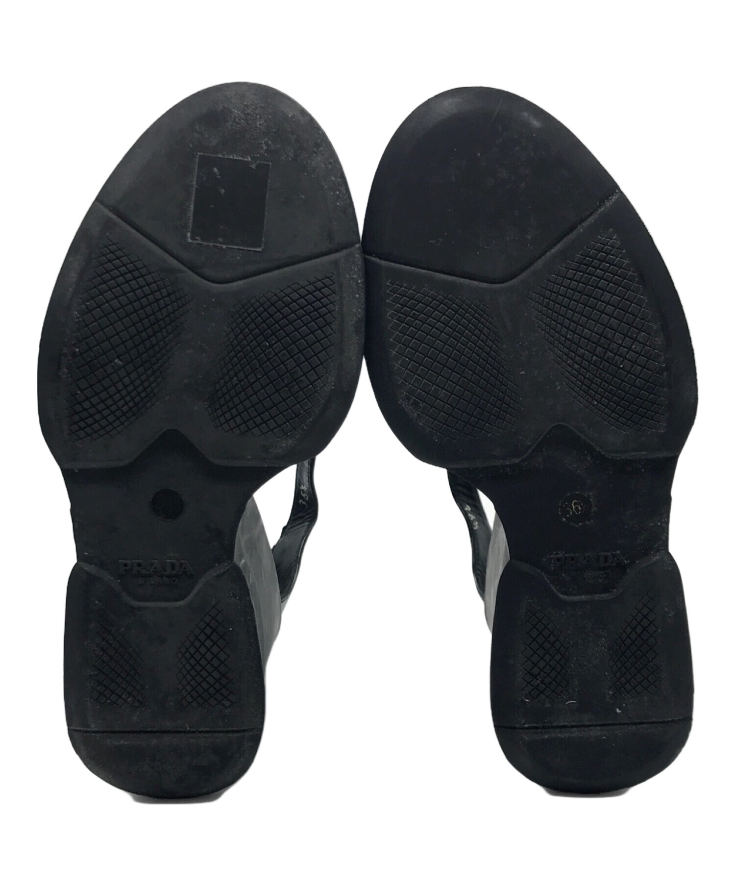 中古・古着通販】PRADA (プラダ) ラバーウェッジアンクルTストラップ