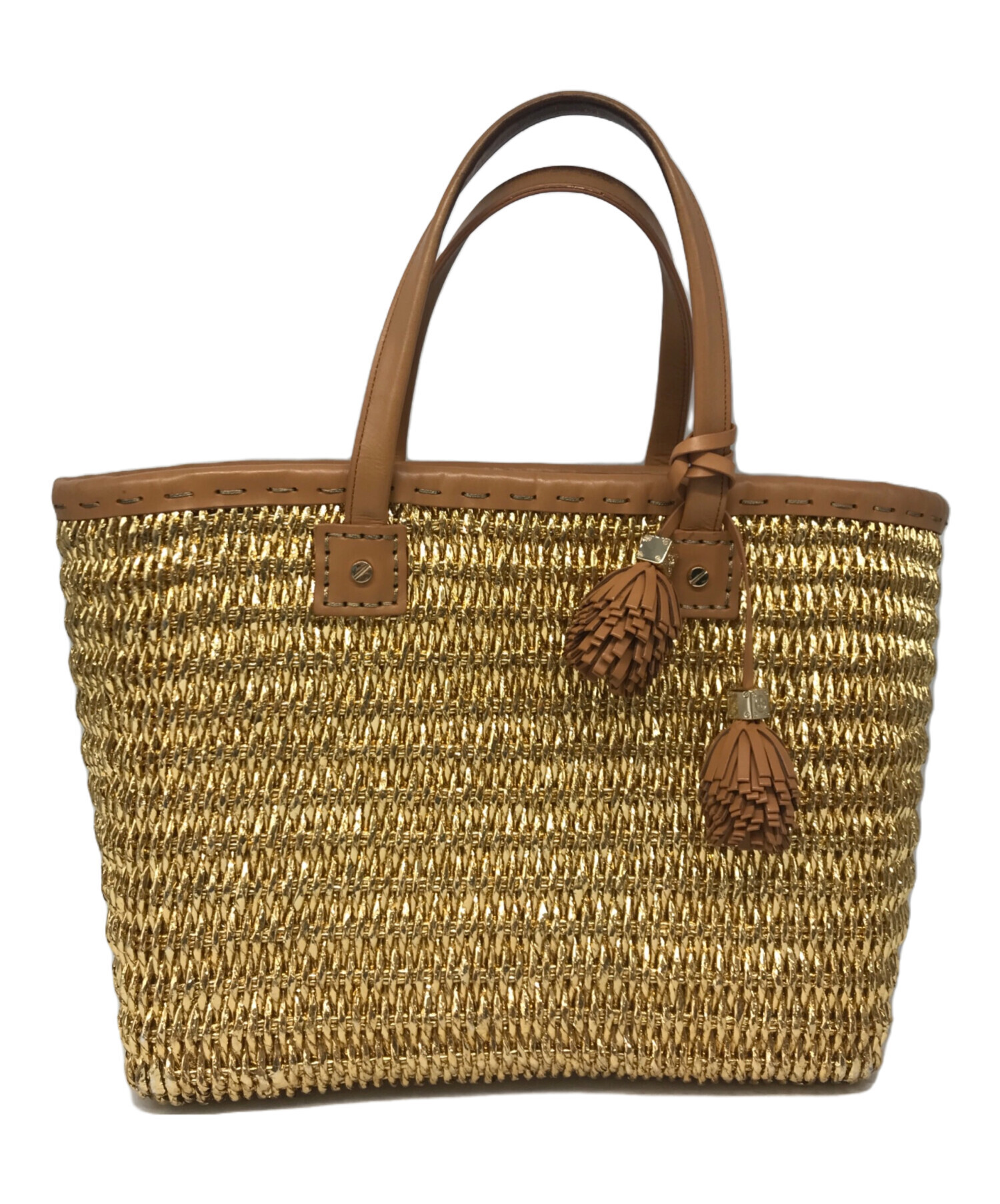 中古・古着通販】TORY BURCH (トリーバーチ) カゴバッグ ゴールド