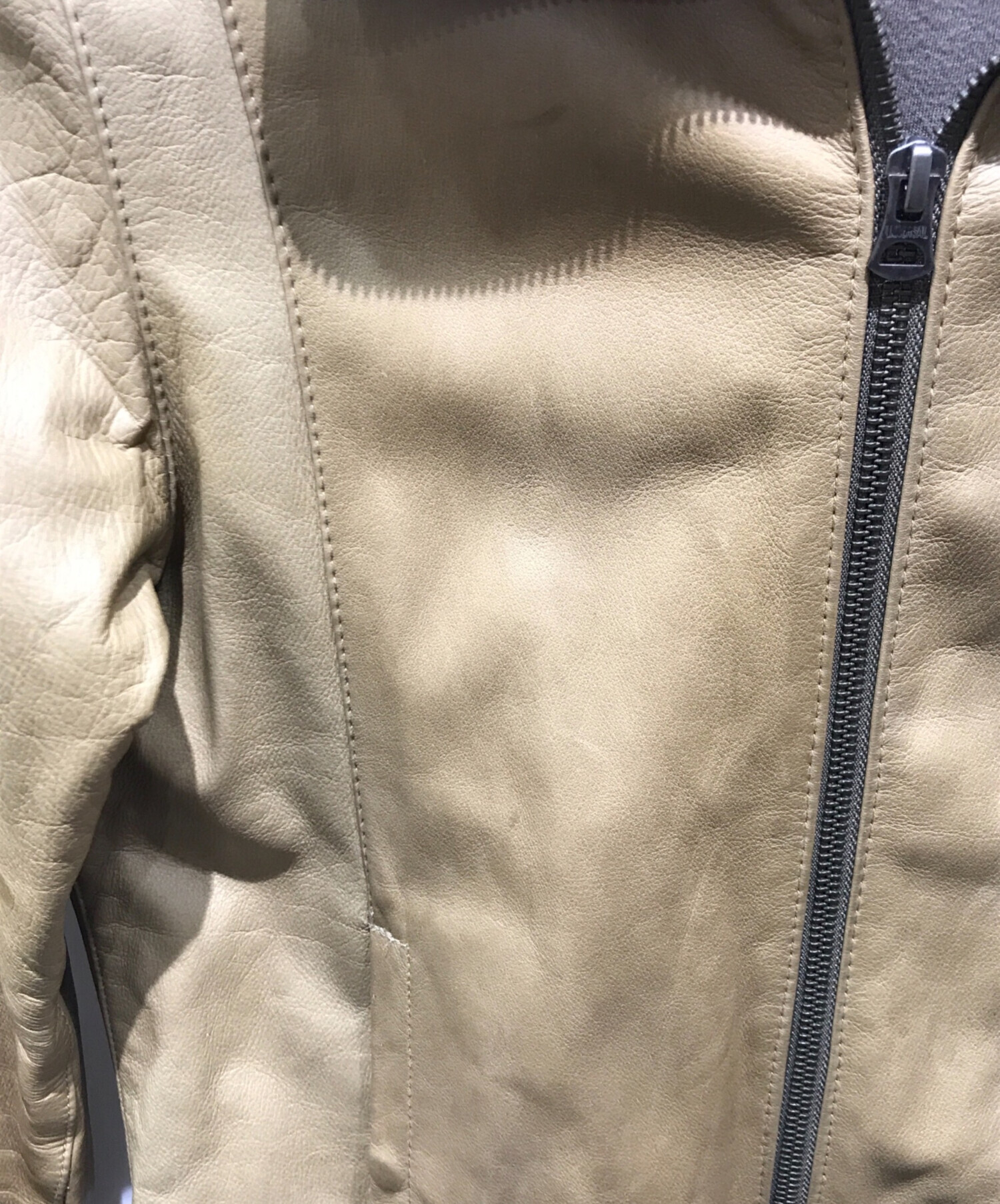 Shamaシャマ　シングルレザージャケット　ヌバック　　ベージュ　サイズ42 Shamaシャマ シングルレザージャケット ヌバック ベージュ