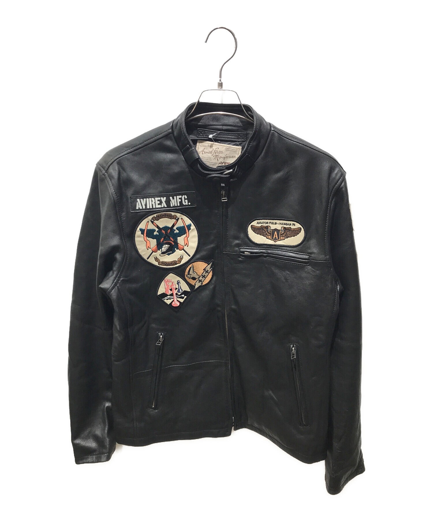 美品 AVIREX ラムレザー トラックジャケット シングルライダース 直営