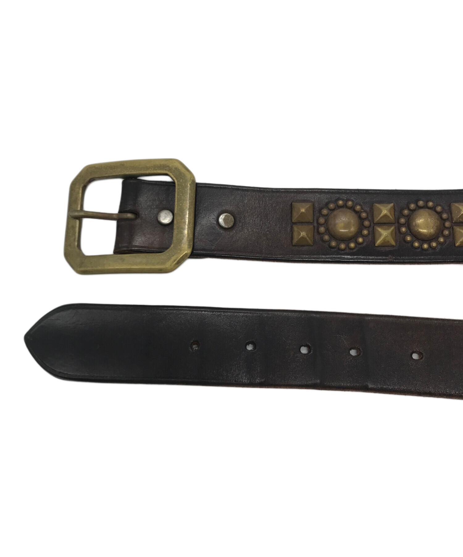 USA製RalphLaurenラルフローレンレザースタッズベルト定価¥47250 中古・古着通販】RALPH LAUREN (ラルフローレン) スタッズレザー