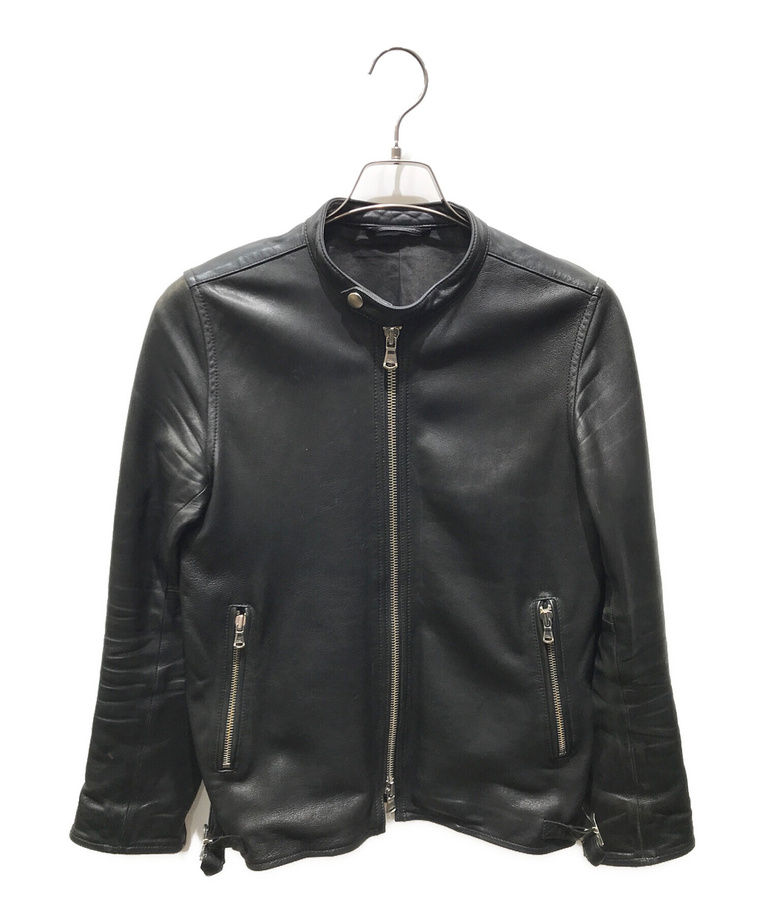 【美品/48】マージン シングル ライダース シープスキン ブラック系 中古・古着通販】MAGINE (マージン) シープスキンシングル