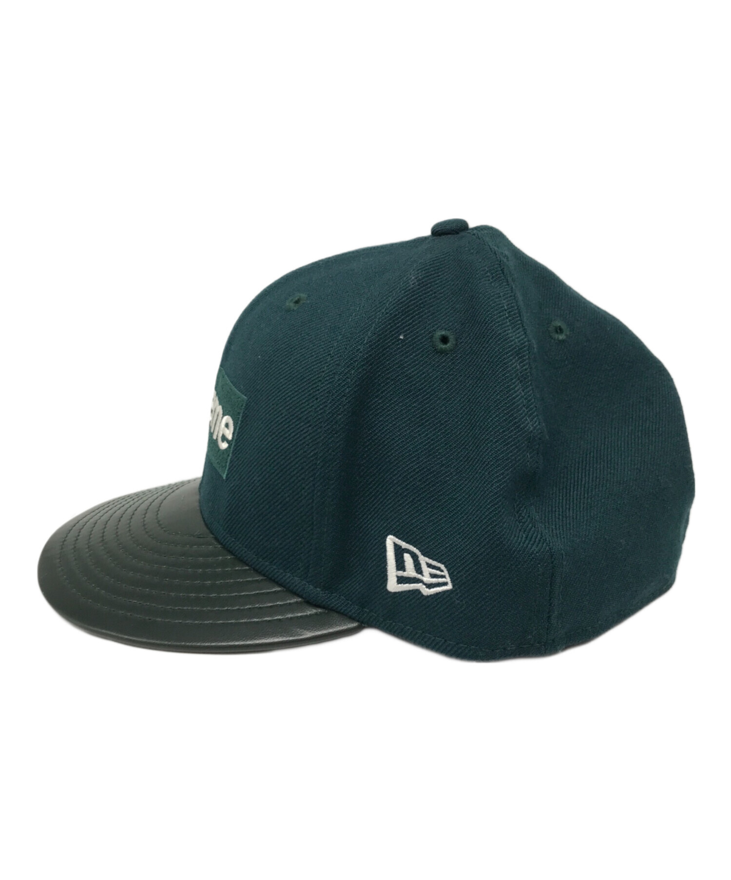 Supreme ニューエラ Leather visor ボックスロゴ キャップ黒 中古 