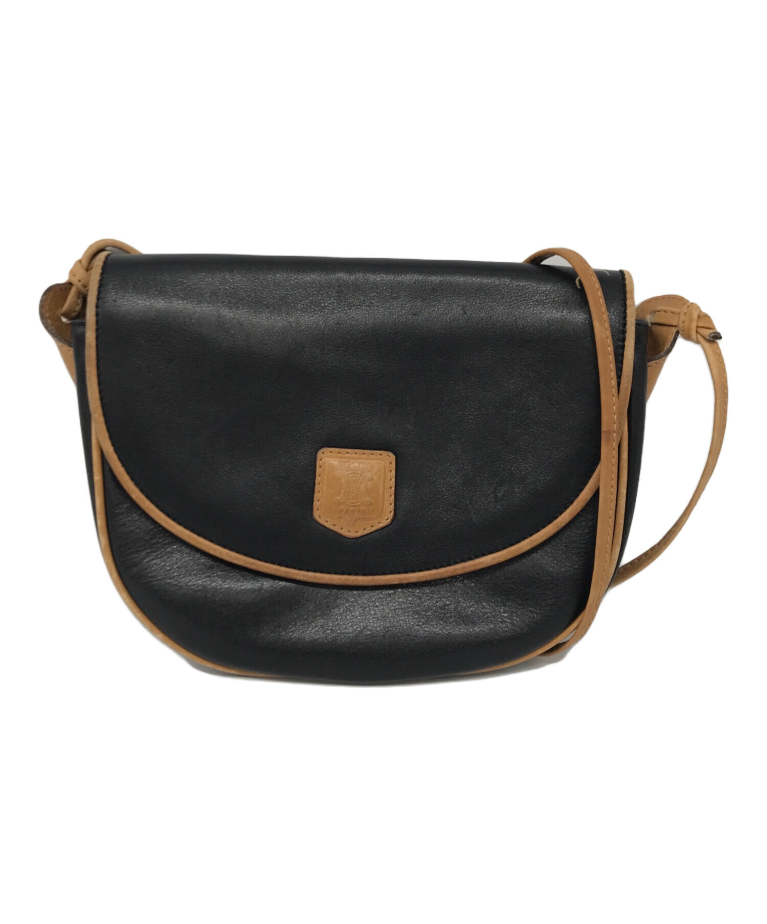 CELINE ショルダーバッグ ベージュ/ブラック 中古・古着通販】CELINE (セリーヌ) ショルダーバッグ M06 オールド