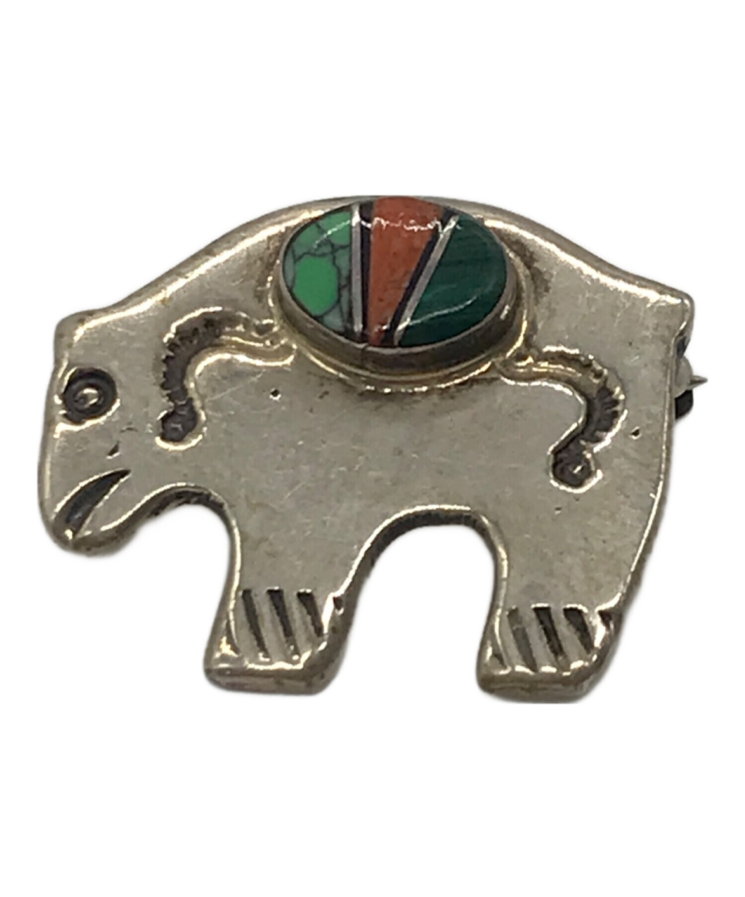 【Navajo】インディアンジュエリーブローチ/AM刻印うさぎモチーフ 中古・古着通販】Navajo (ナバホ) アニマルブローチ M刻印｜ブランド