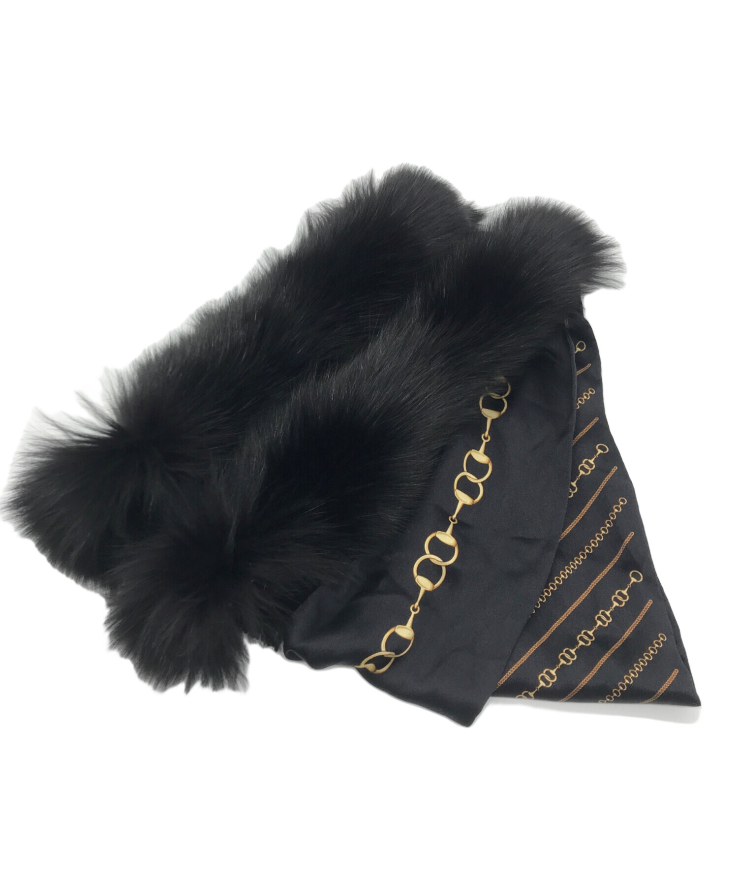 中古・古着通販】GUCCI (グッチ) シルクファーストール ブラック 