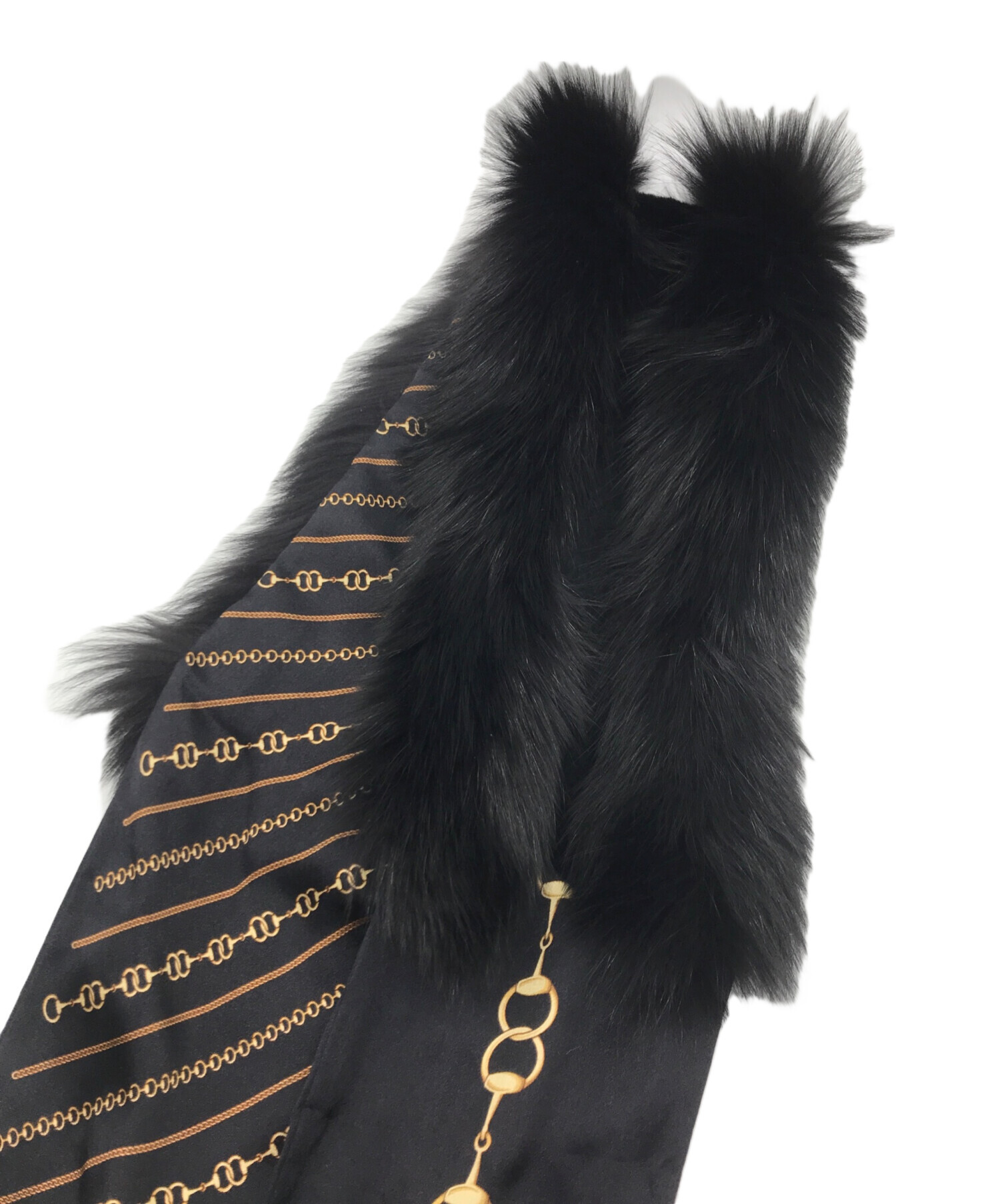 中古・古着通販】GUCCI (グッチ) シルクファーストール ブラック 