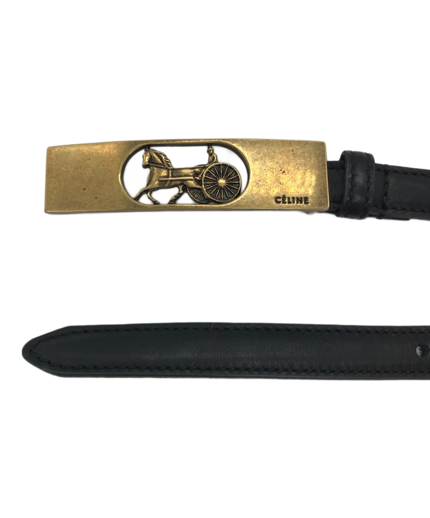 セリーヌ　CELINE　ベルト　馬車金具　ブラック 楽天市場】セリーヌ レザーベルト 馬車バックル ヴィンテージ ブラック