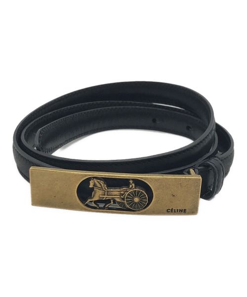 セリーヌ　CELINE　ベルト　馬車金具　ブラック 中古・古着通販】CELINE (セリーヌ) 馬車金具ベルト ブラック