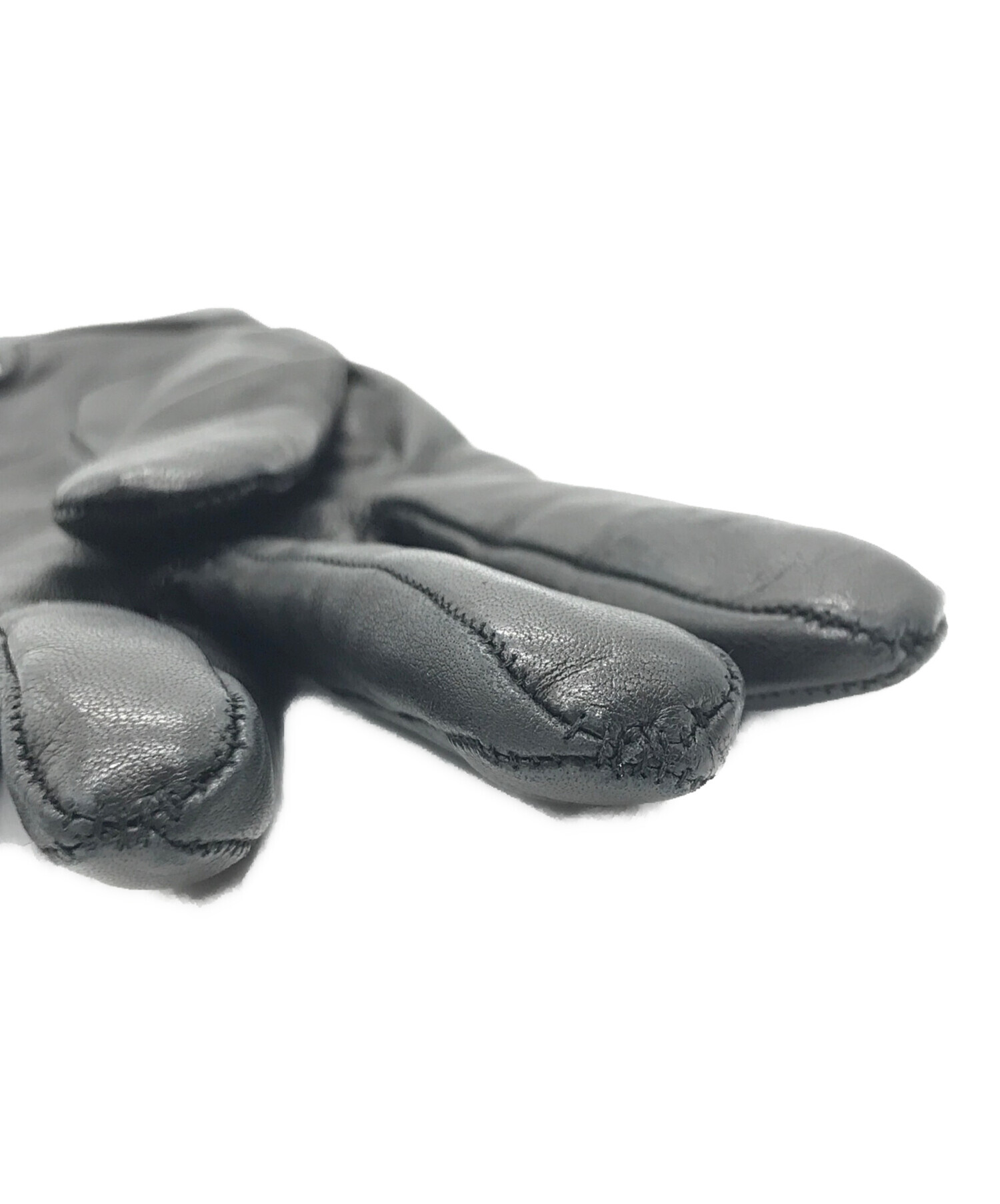 中古・古着通販】GUCCI (グッチ) GGロゴレザーグローブ ブラック