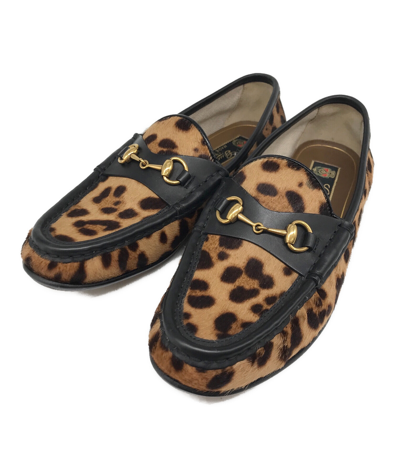 中古・古着通販】GUCCI (グッチ) レオパードローファー ブラウン