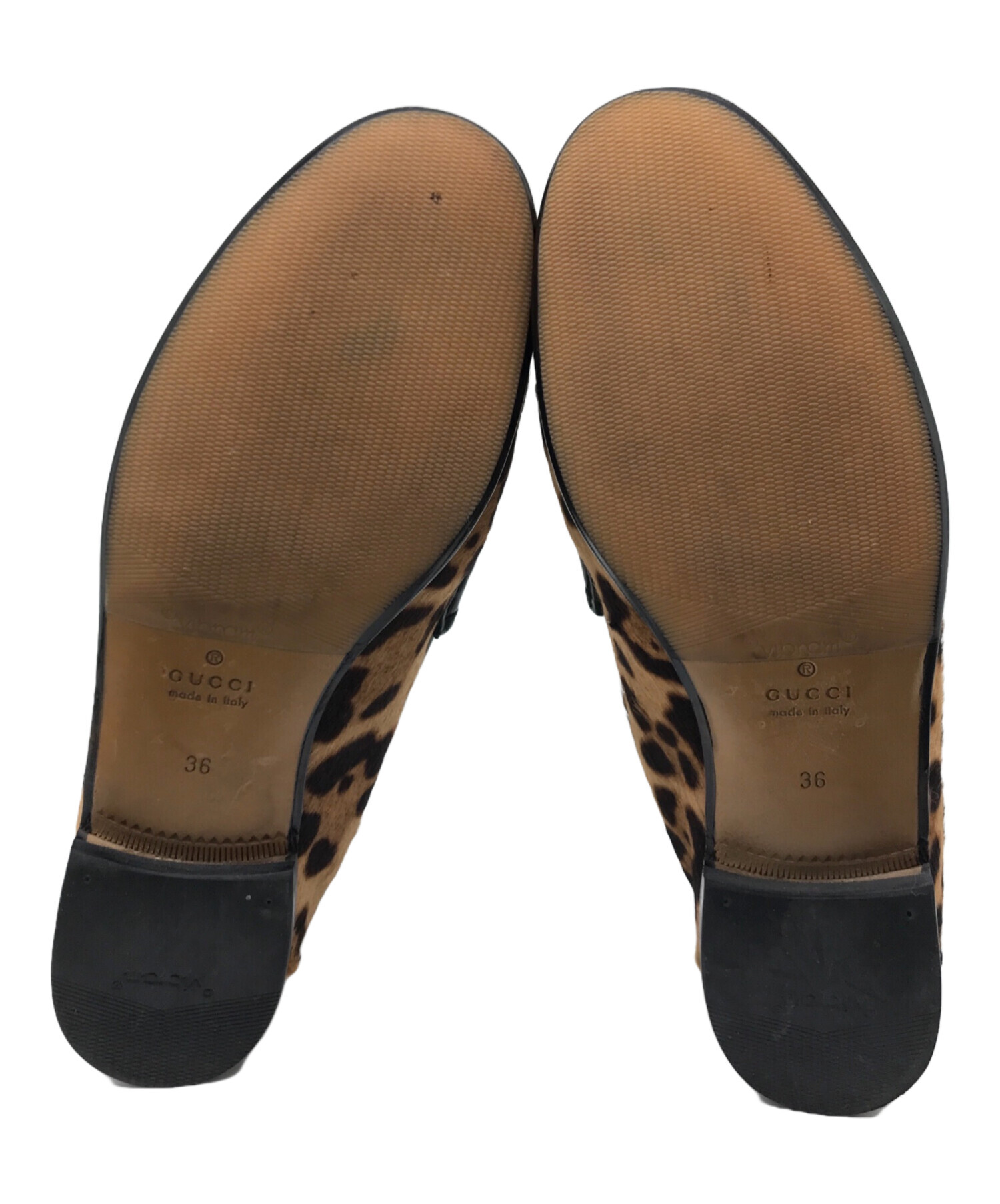 中古・古着通販】GUCCI (グッチ) レオパードローファー ブラウン