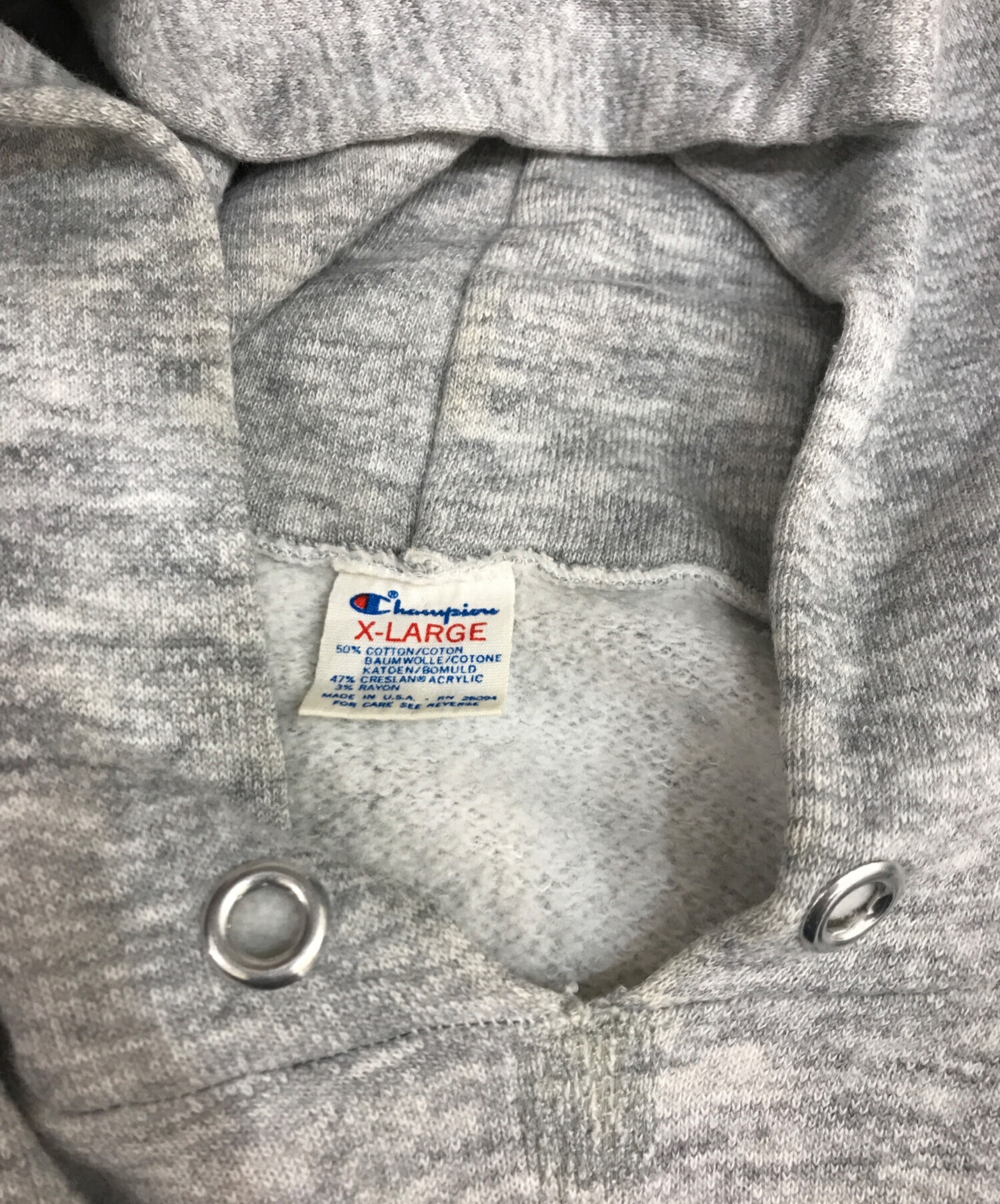 80s チャンピオン カレッジ パーカー フーディー L 霜降りグレー 中古・古着通販】Champion (チャンピオン) カレッジプリントパーカー