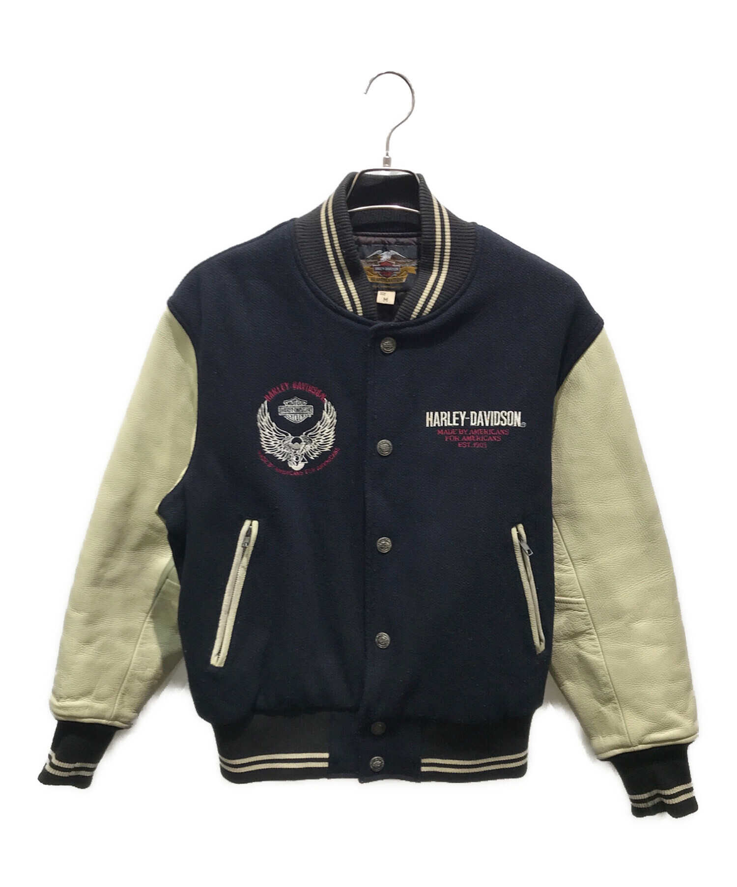Harley Davidson スタジャン ネイビー/ホワイト 中古・古着通販】HARLEY-DAVIDSON (ハーレーダビッドソン