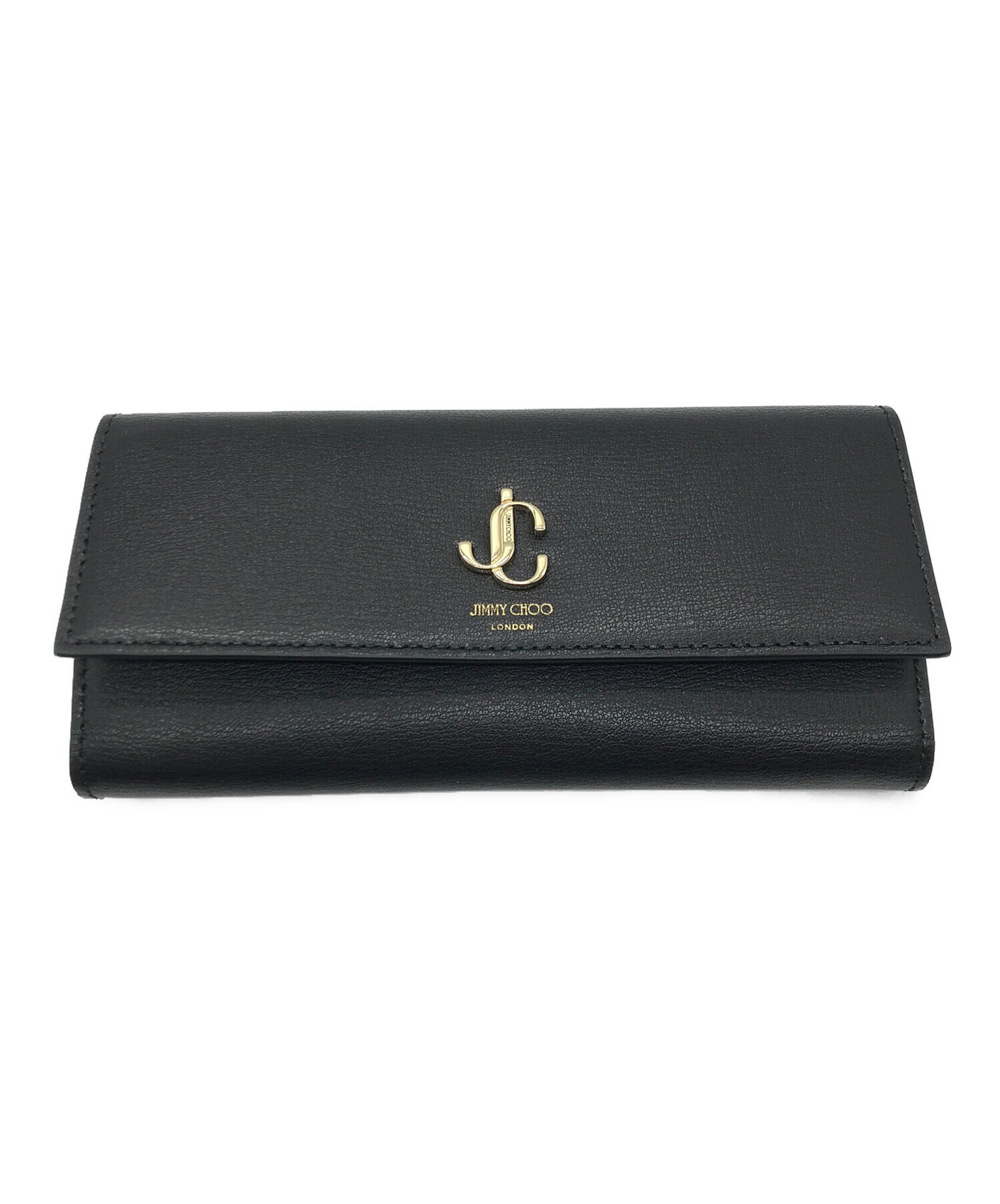 中古・古着通販】JIMMY CHOO (ジミーチュウ) 2つ折り長財布 ブラック 