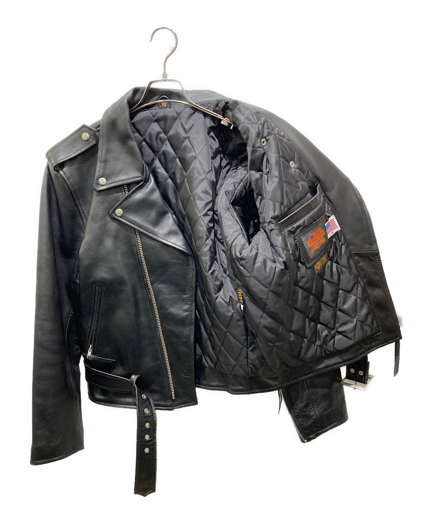 FREEDOM ブラックレザージャケット 38 中古・古着通販】freedom (フリーダム) レザージャケット ブラック