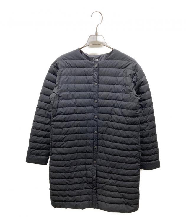 【中古】ザノースフェイス ウインドストッパーゼファーシェルコート ダウン ノーカラー アウター ロング丈 XL 黒 中古・古着通販】THE NORTH FACE (ザ ノース フェイス) ウインド