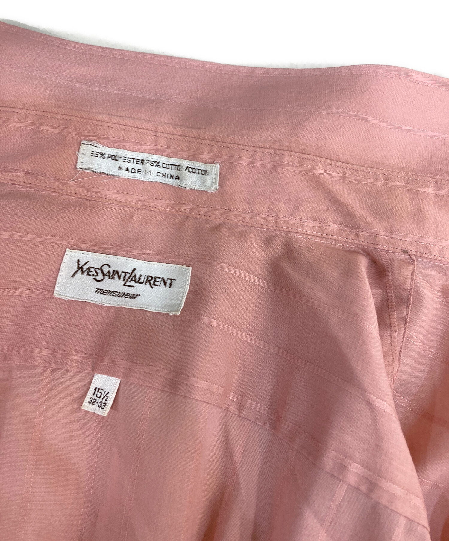 YvesSaintLaurent(イヴサンローラン) 長袖シャツブラウス サイズM レディース - ピンク×黒 リボン/フリル/chemisiers/肩パッド 中古・古着通販】Yves Saint Laurent (イヴサンローラン) 長袖シャツ