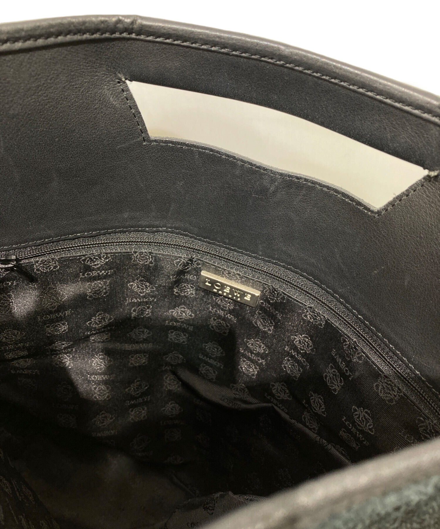 中古・古着通販】LOEWE (ロエベ) スエードハンドバッグ ブラック