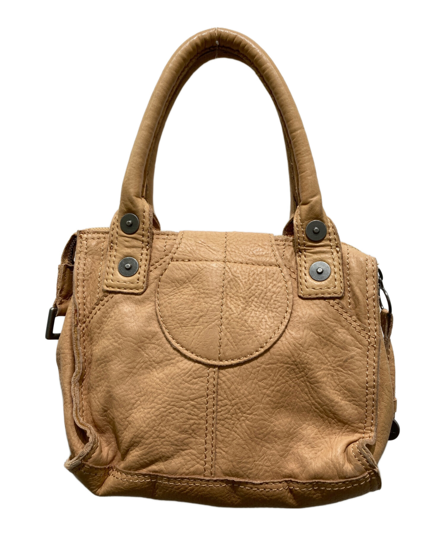 DIESEL ブラウンレザーハンドバッグ DIESEL ディーゼル LE-ZIPPER 2way