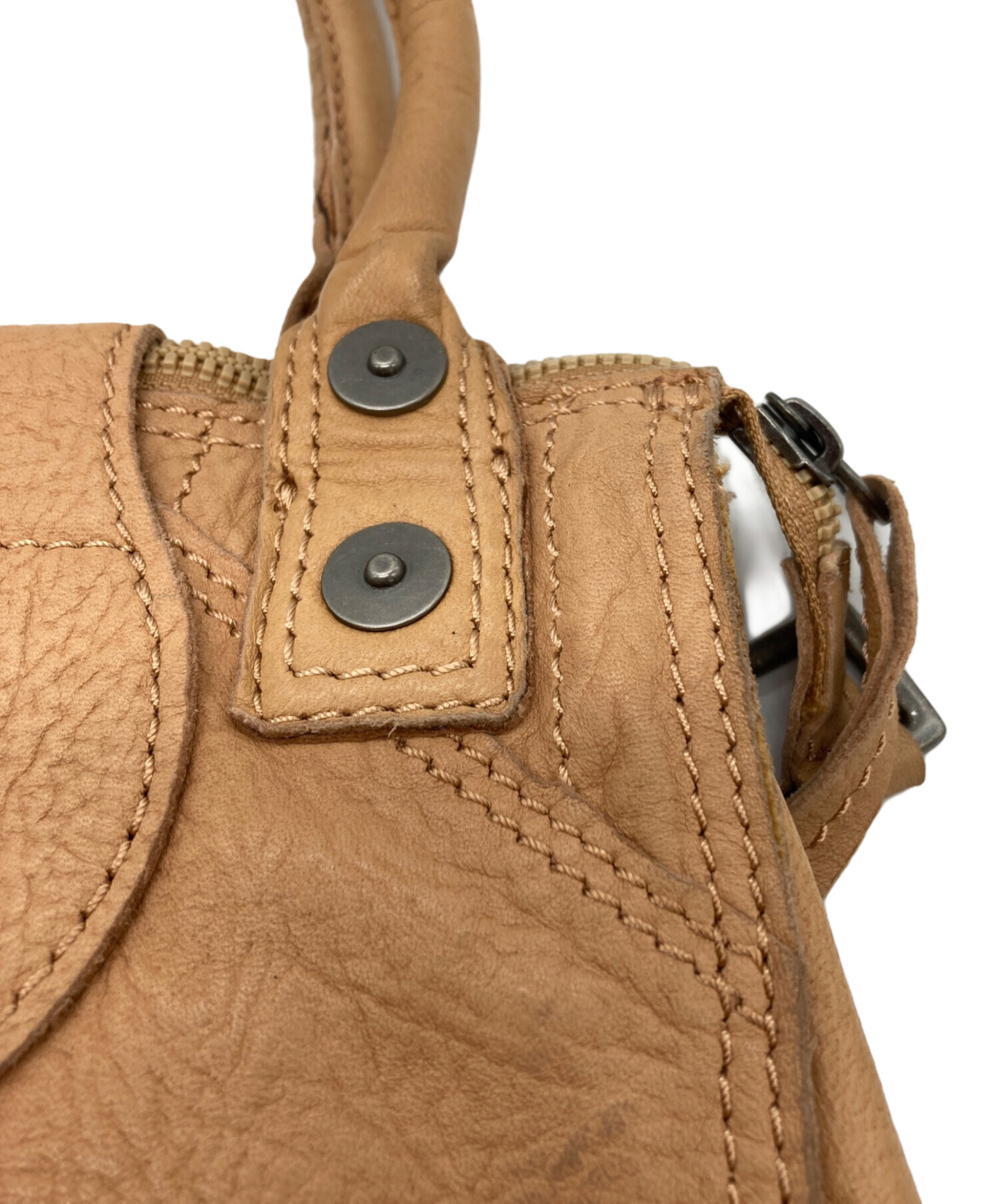 diesel レザー　ハンドバッグ DIESEL ブラウンレザーハンドバッグ DIESEL ディーゼル LE-ZIPPER 2way