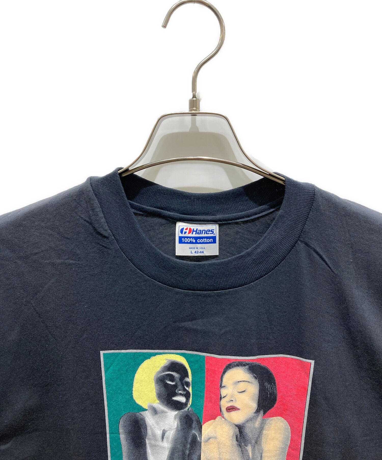 Hanes 黒色 Tシャツ Lサイズ マドンナ 中古・古着通販】Hanes (ヘインズ) プリントTシャツ MADONNA WORLD