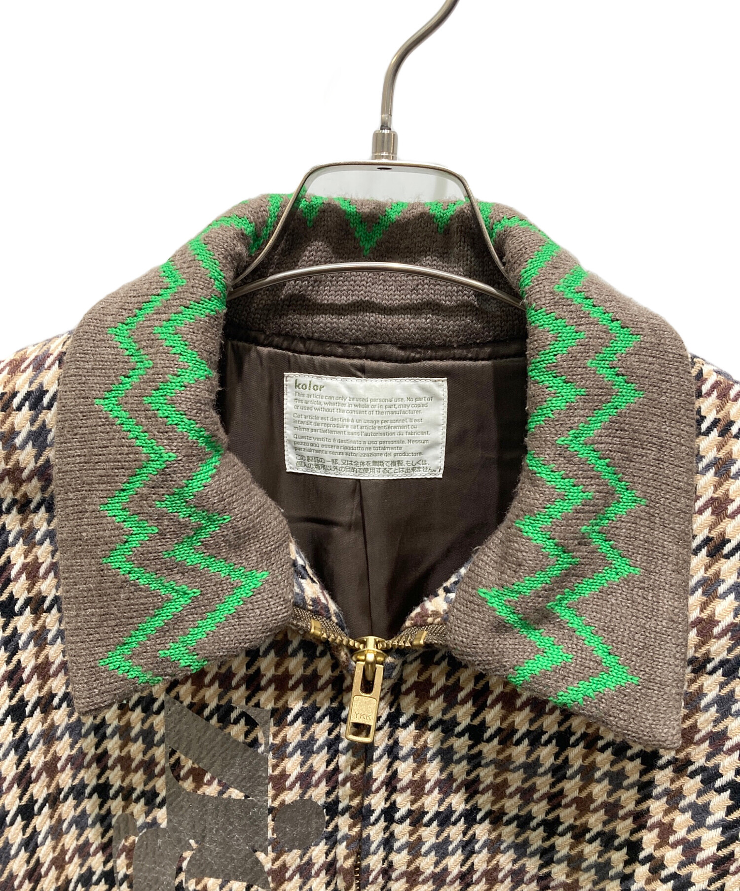 中古・古着通販】KOLOR (カラー) ガンクラブチェックブルゾン ブラウン